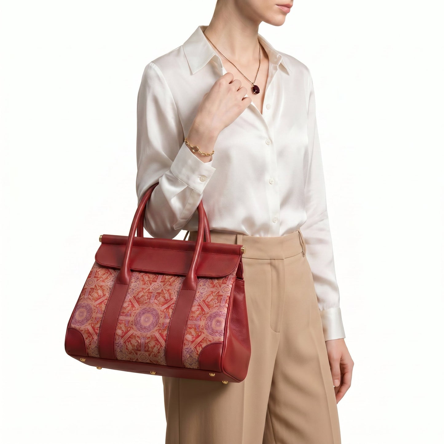 Badayun Brocade Tote Bag (Red)