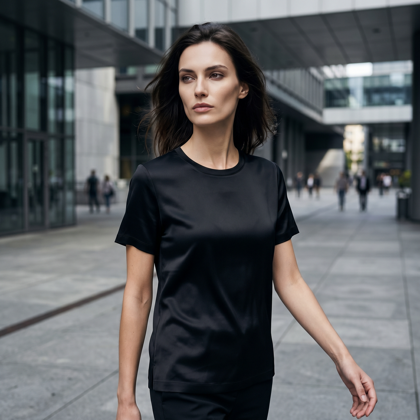 City Daily Collection 19 Momme Grade 6A 100% Mulberry Silk Crepe de Chine Round Neck T-Shirt