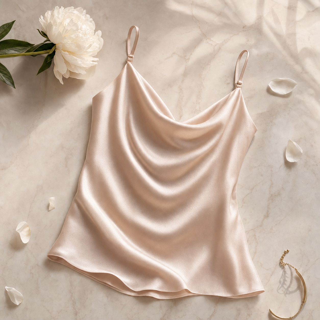 City Daily Collection 19 Momme Grade 6A 100% Mulberry Silk Cowl Neck Camisole