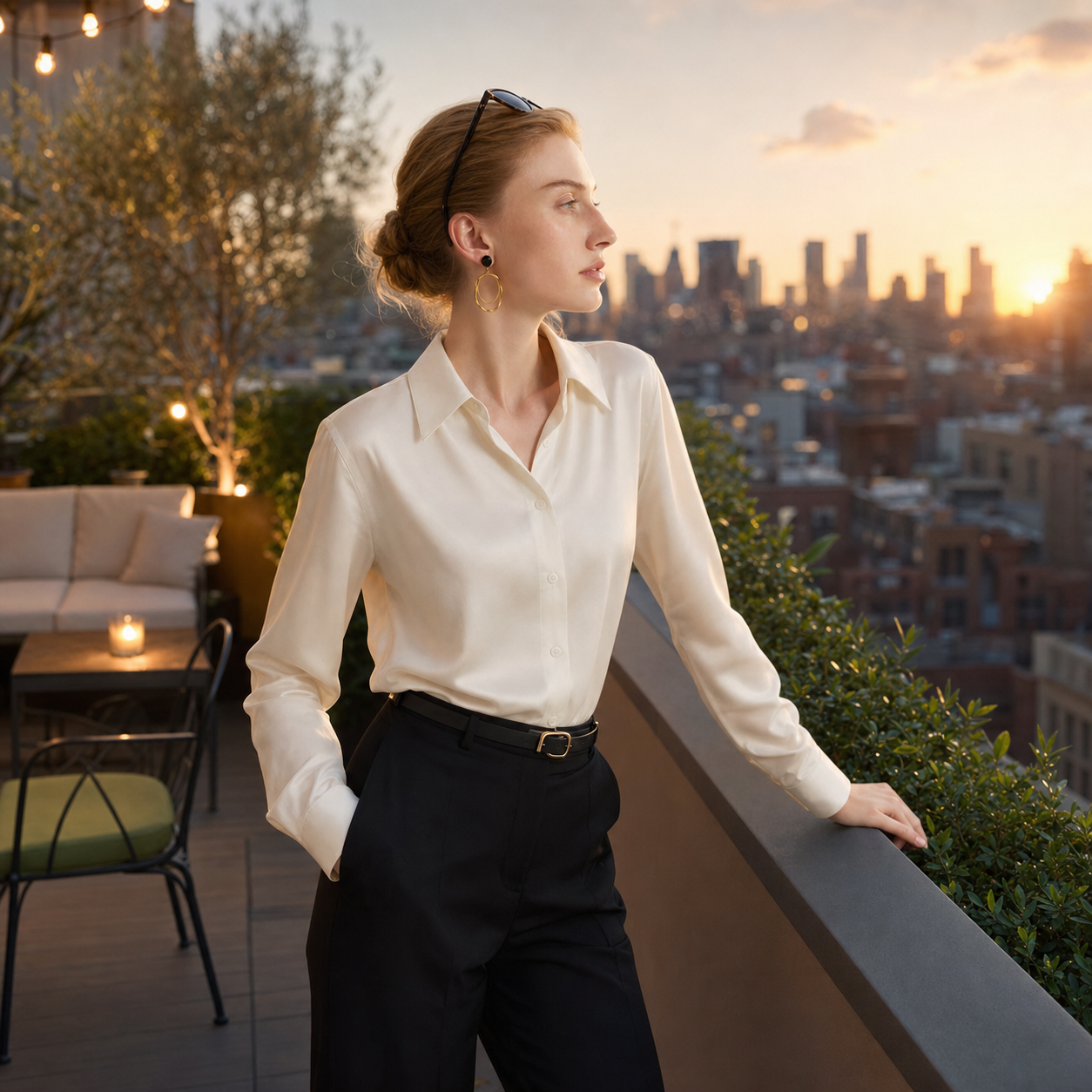 City Daily Collection 22 Momme Grade 6A 100% Mulberry Silk Crepe de Chine Shirt