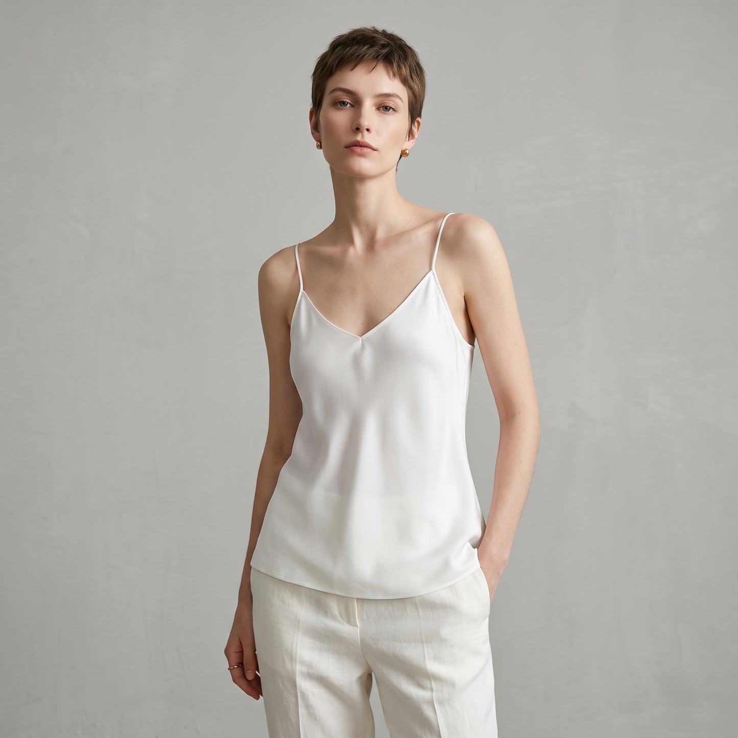 City Daily Collection 19 Momme Grade 6A 100% Mulberry Silk Small V Neck Camisole