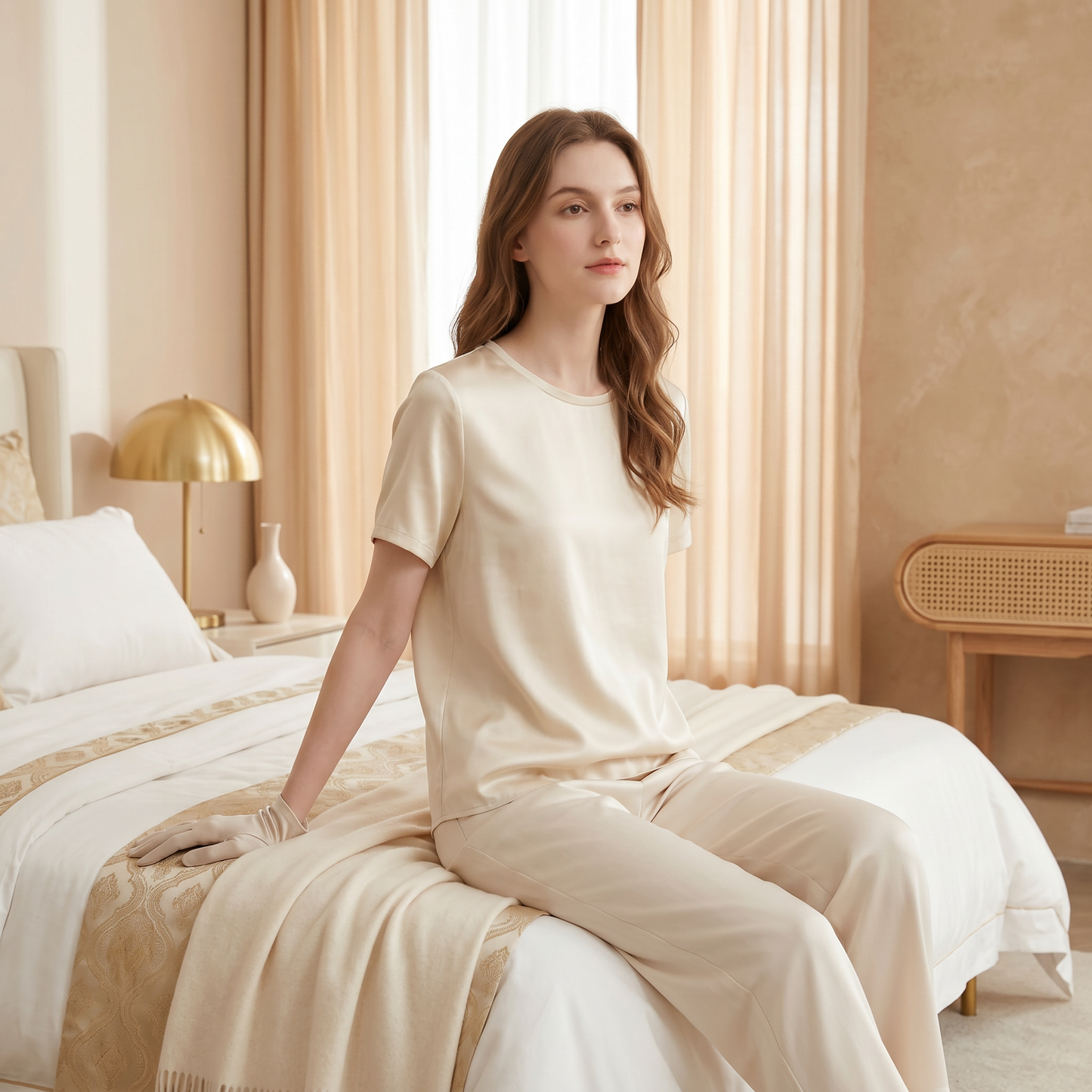 City Daily Collection 19 Momme Grade 6A 100% Mulberry Silk Crepe de Chine Round Neck T-Shirt