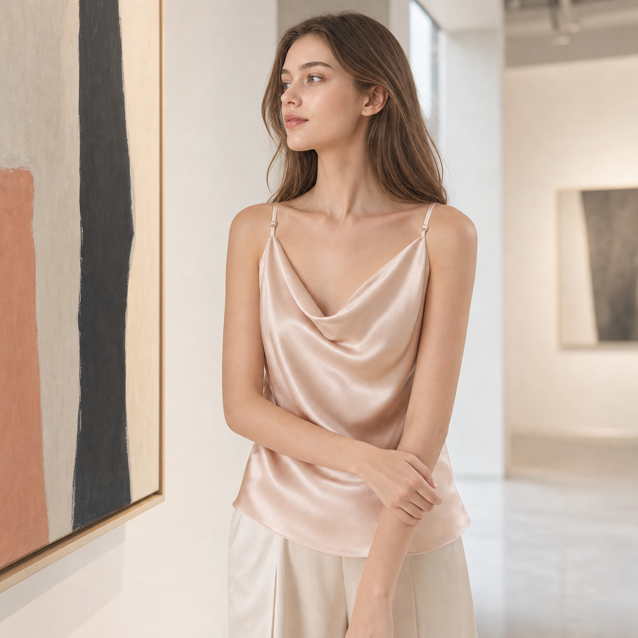 City Daily Collection 19 Momme Grade 6A 100% Mulberry Silk Cowl Neck Camisole