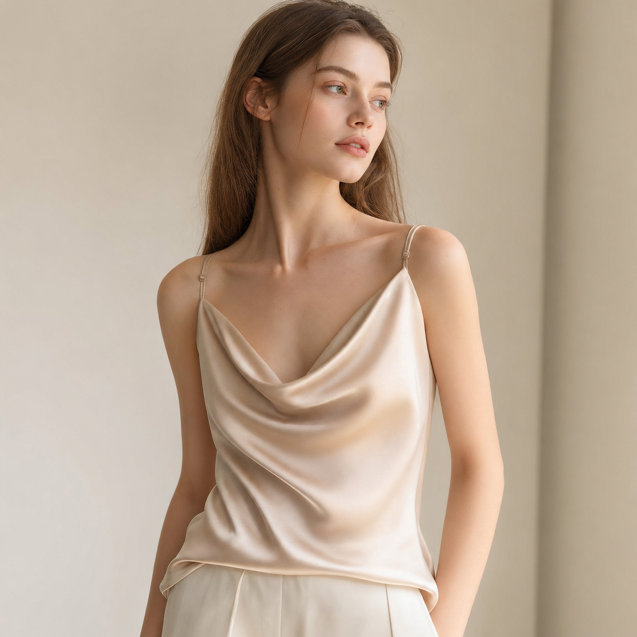 City Daily Collection 19 Momme Grade 6A 100% Mulberry Silk Cowl Neck Camisole