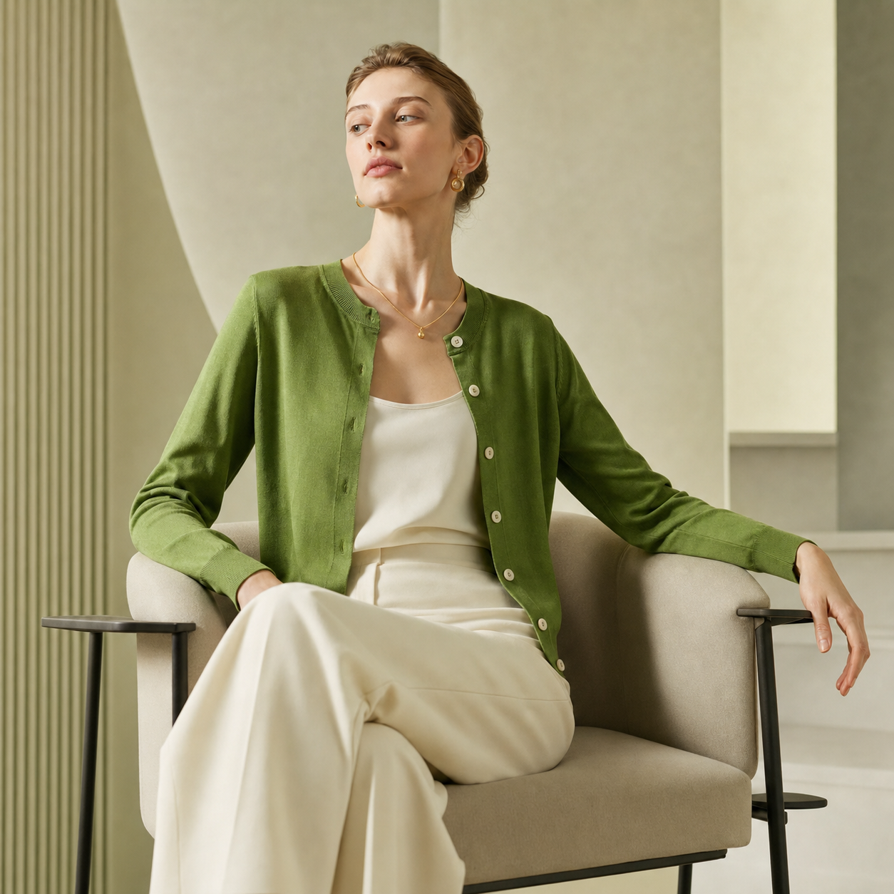 City Daily Collection 19 Momme Grade 6A 100% Mulberry Silk Knit Cardigan