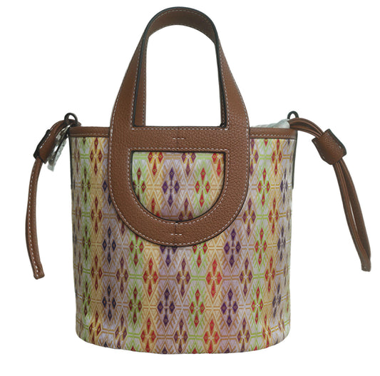 Diamond Lattice Brocade Handbag (Brown)