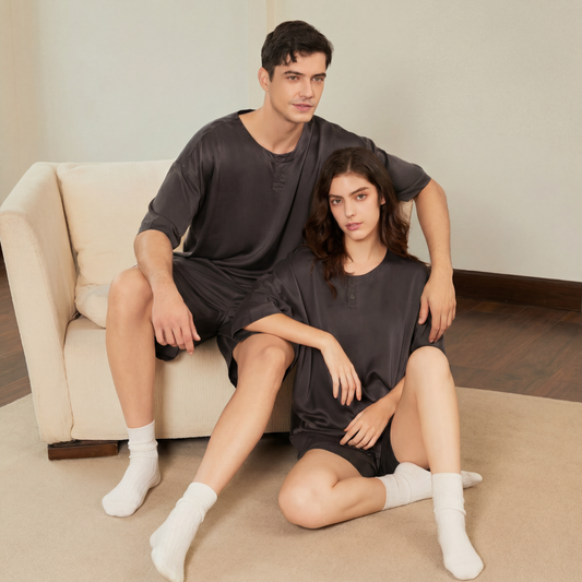 Soho Collection Unisex Stone-Washed Silk Pajama Set