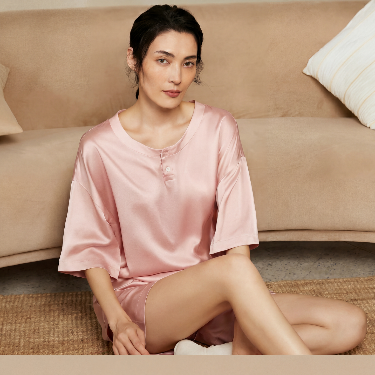 Soho Collection Unisex Stone-Washed Silk Pajama Set