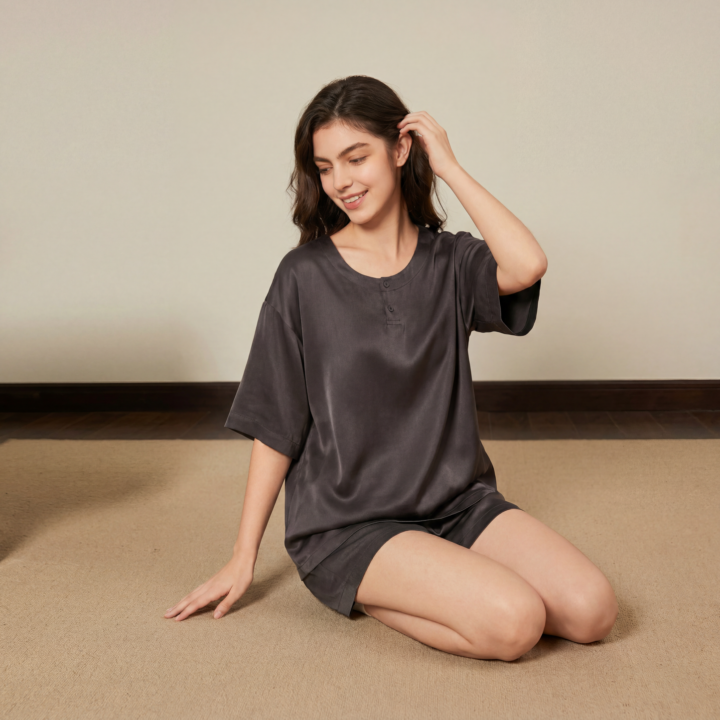 Soho Collection Unisex Stone-Washed Silk Pajama Set