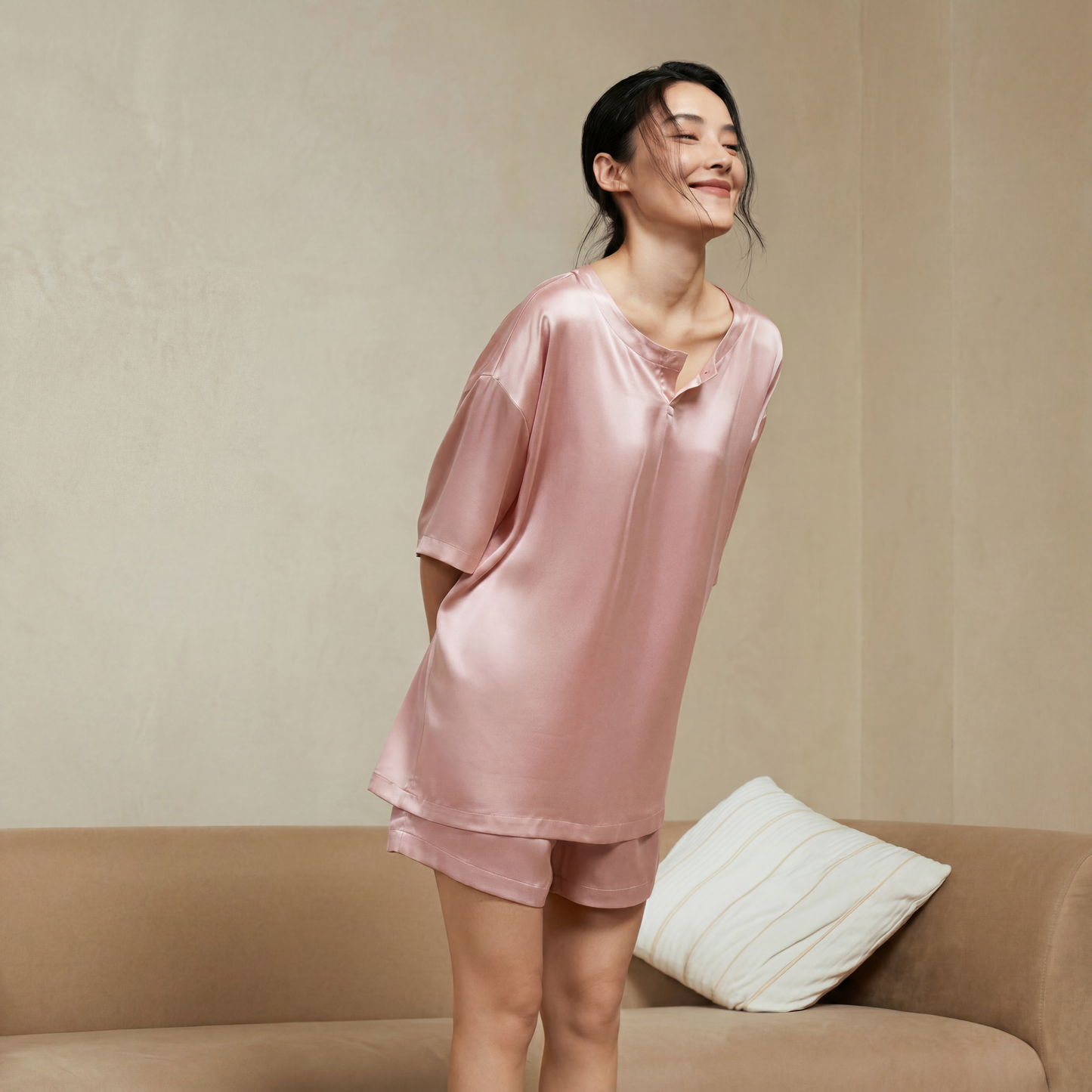 Soho Collection Unisex Stone-Washed Silk Pajama Set