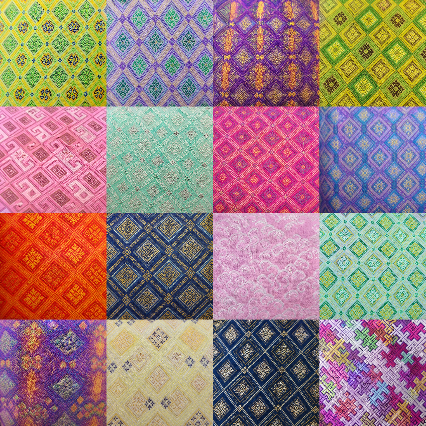 Zhuang brocade silk fabric colorway and pattern collection