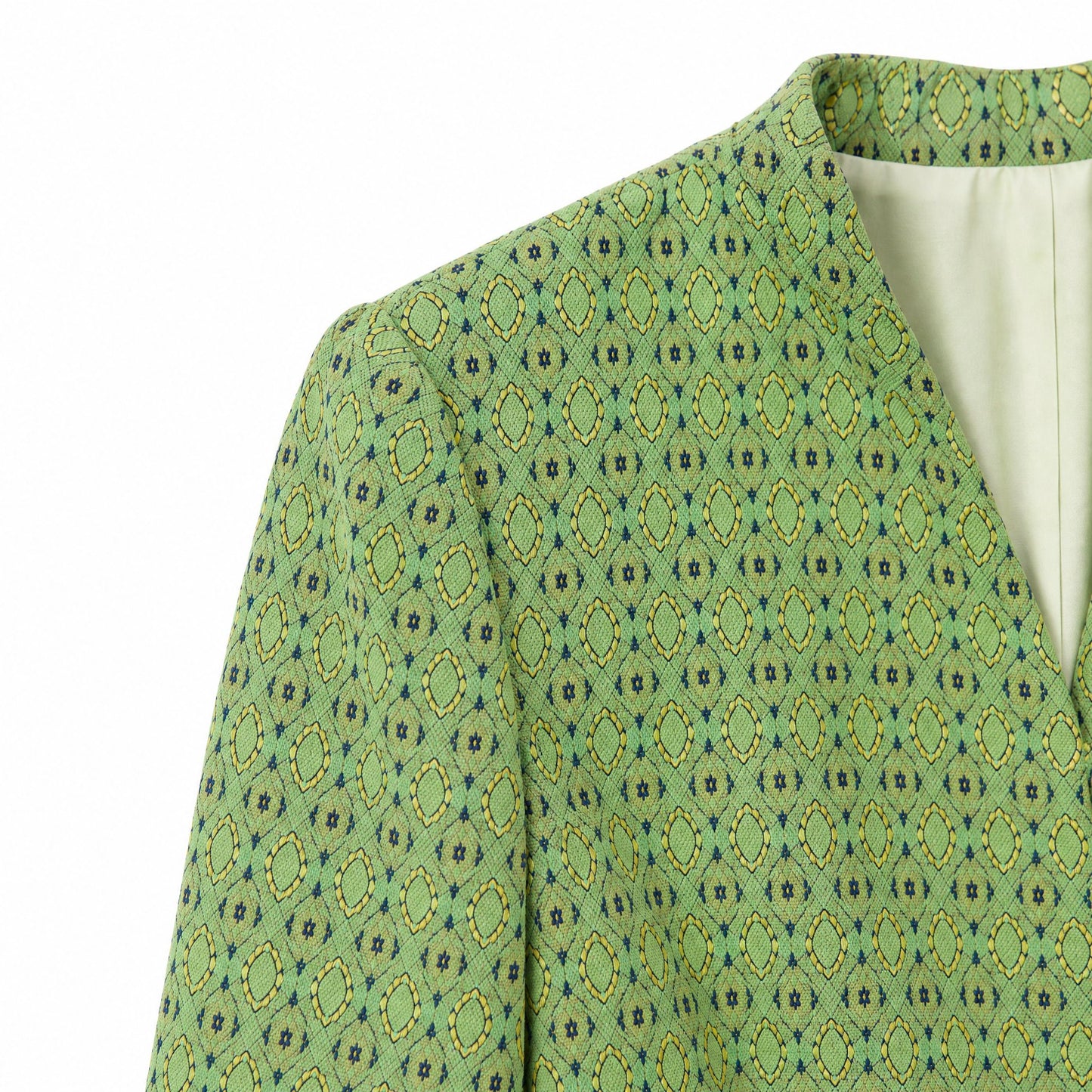 Diamond Lattice Silk Blazer (Light Green)