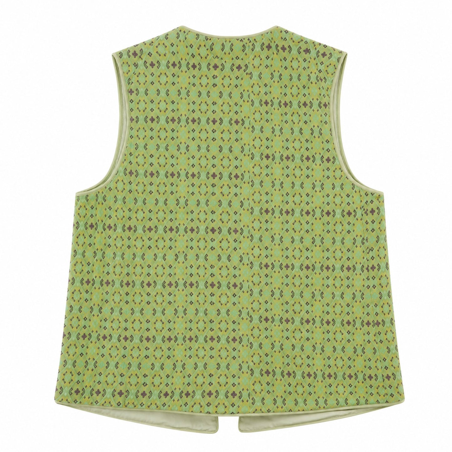 Diamond Lattice Silk Mandarin Vest (Light Green)