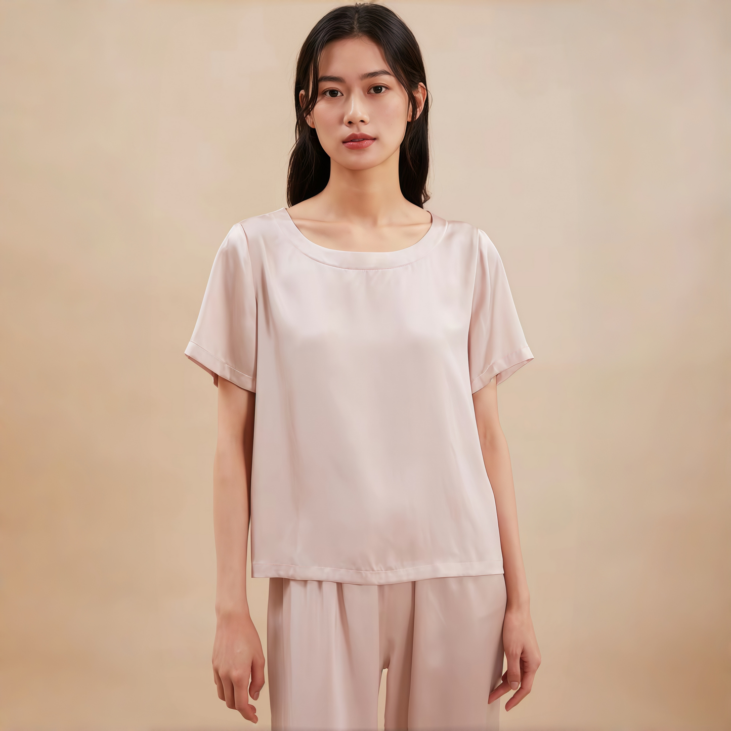 19 Momme Grade 6A Mulberry Silk Short Sleeve Wide-Leg Pajama Set