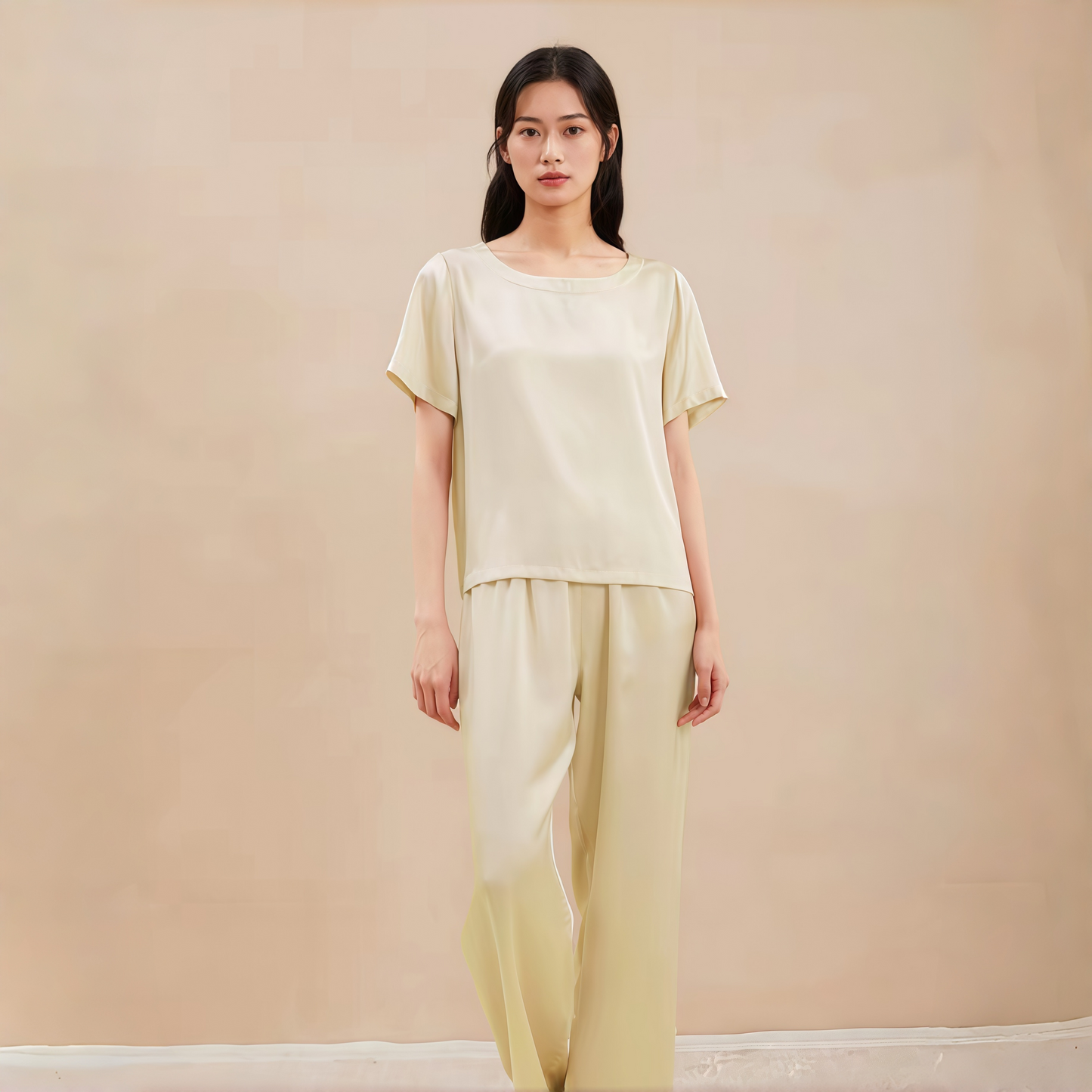 19 Momme Grade 6A Mulberry Silk Short Sleeve Wide-Leg Pajama Set
