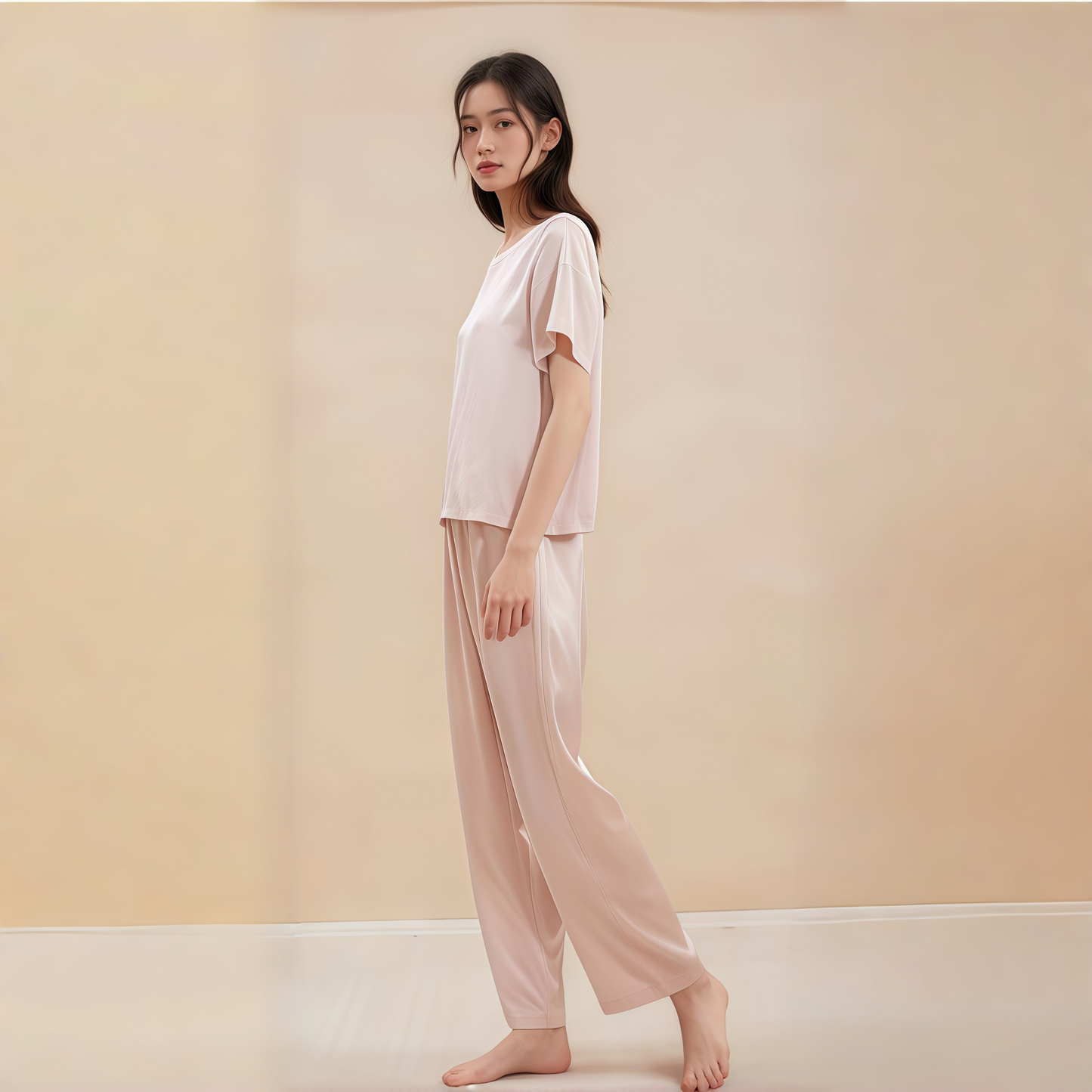 19 Momme Grade 6A Mulberry Silk Short Sleeve Wide-Leg Pajama Set