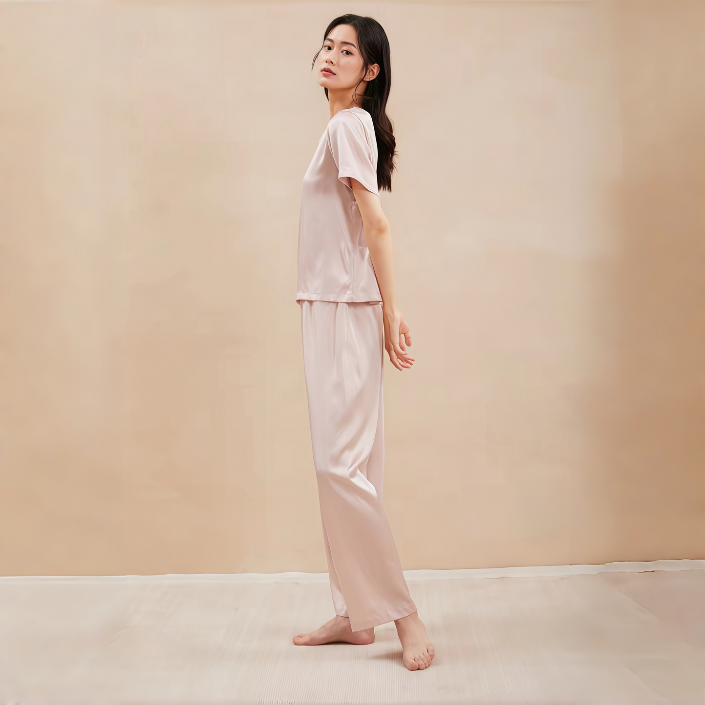 19 Momme Grade 6A Mulberry Silk Short Sleeve Wide-Leg Pajama Set