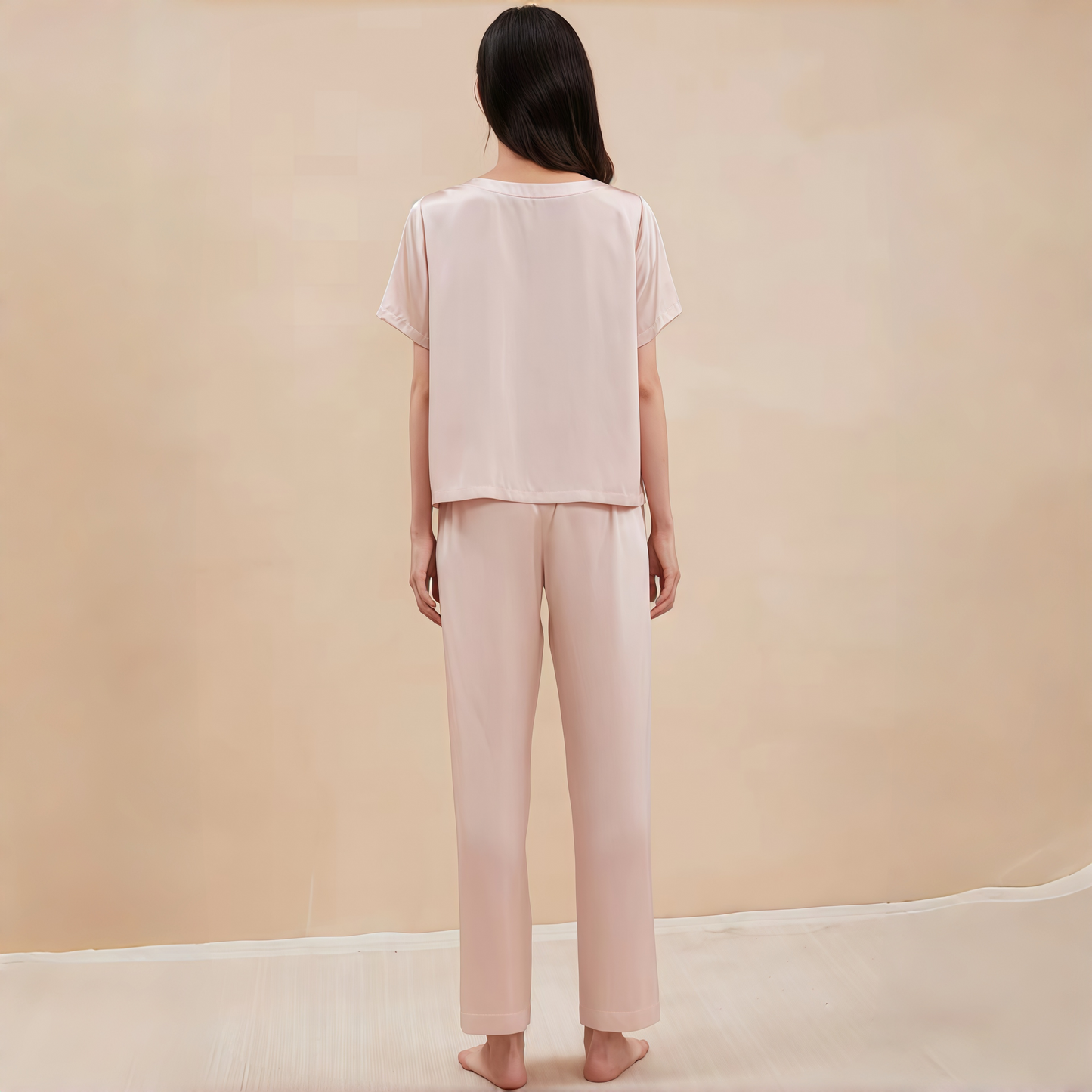 19 Momme Grade 6A Mulberry Silk Short Sleeve Wide-Leg Pajama Set