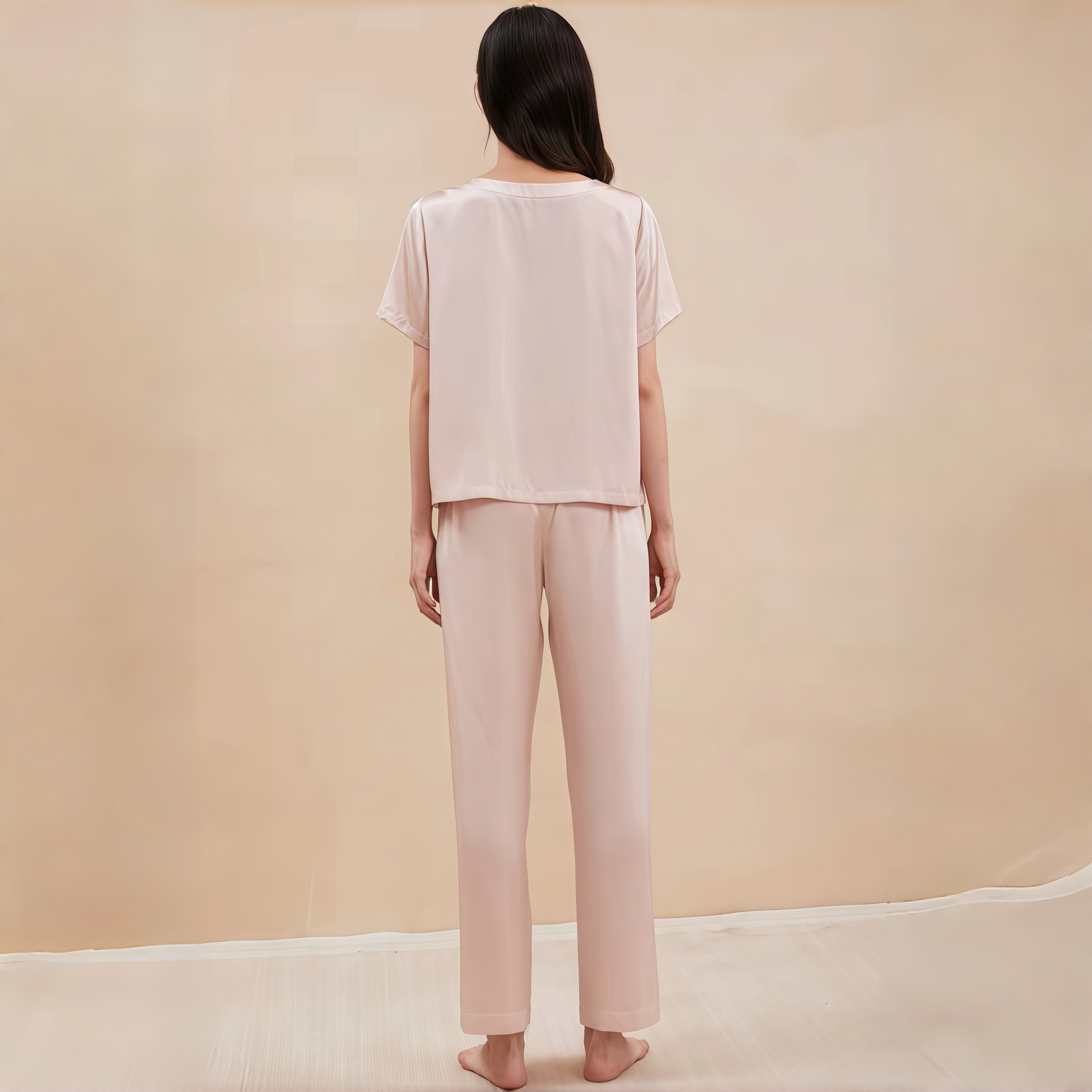 19 Momme Grade 6A Mulberry Silk Short Sleeve Wide-Leg Pajama Set