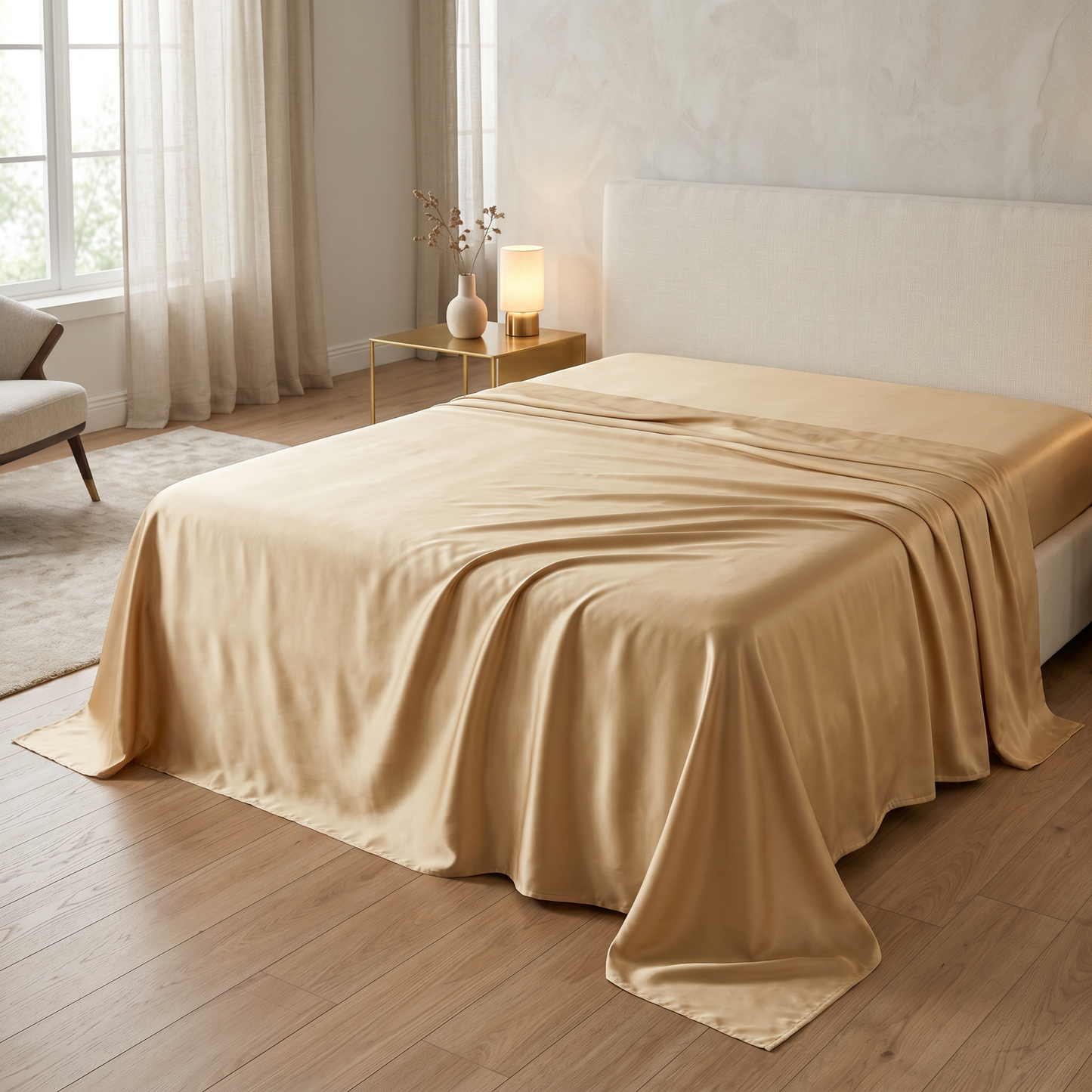 22 Momme Bama Oxygen Water Finished Organic Mulberry Silk Flat Sheet