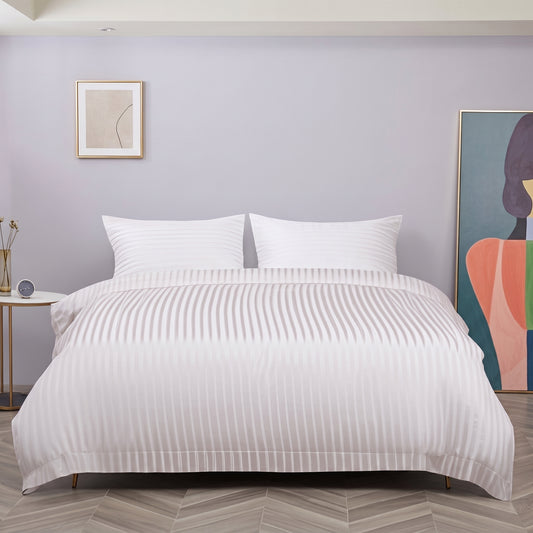 22 Momme Bama Oxygen Water Finished Silk-Cotton Satin Stripe 4-Piece Bedding Set