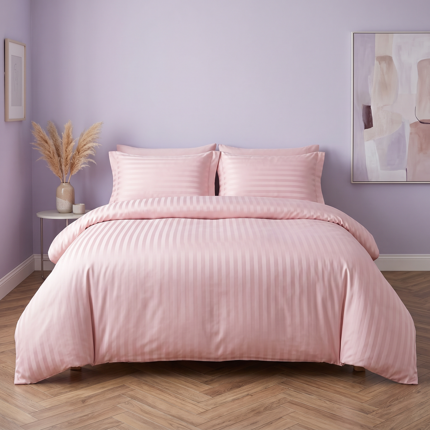 22 Momme Bama Oxygen Water Finished Silk-Cotton Satin Stripe Duvet Cover