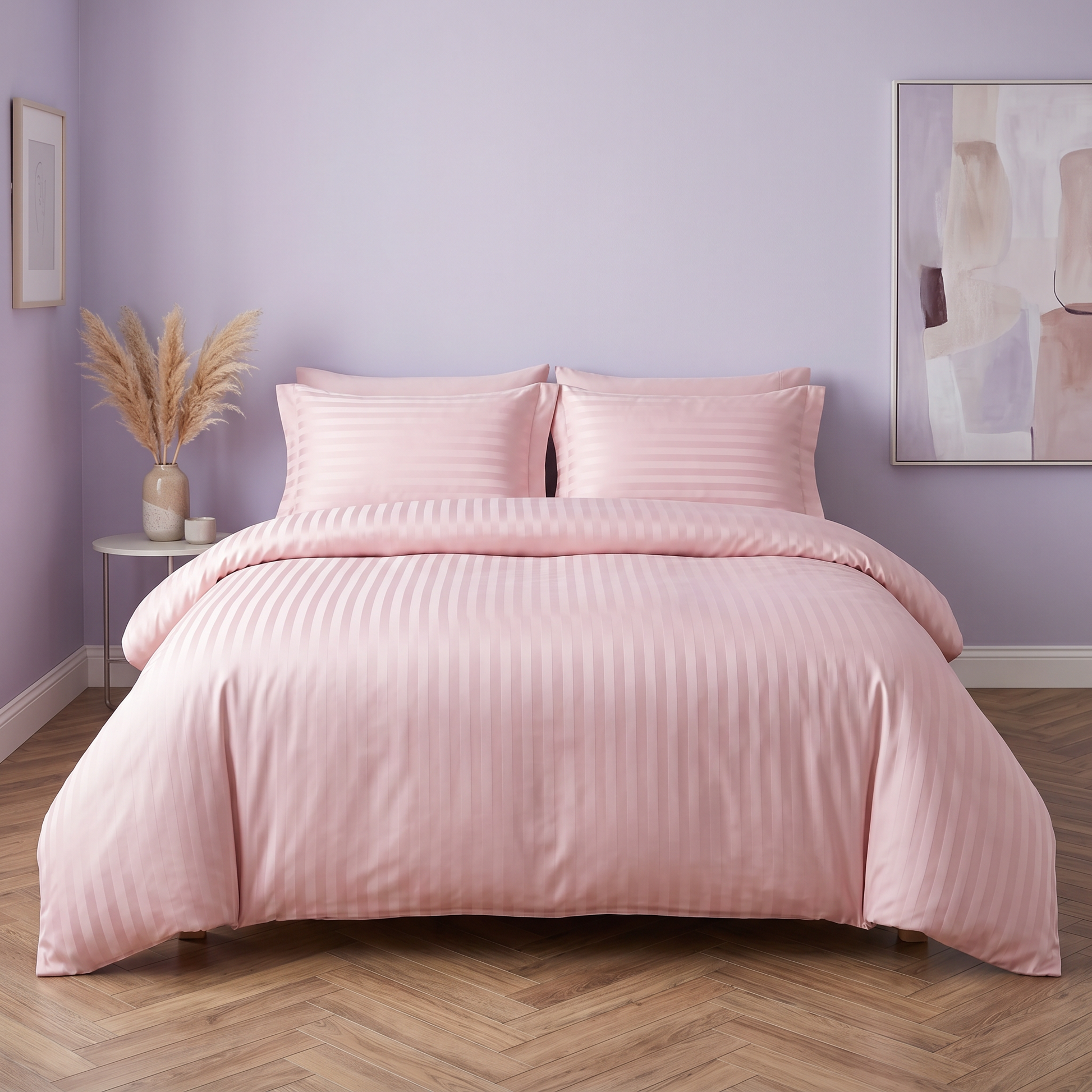 22 Momme Bama Oxygen Water Finished Silk-Cotton Satin Stripe Duvet Cover