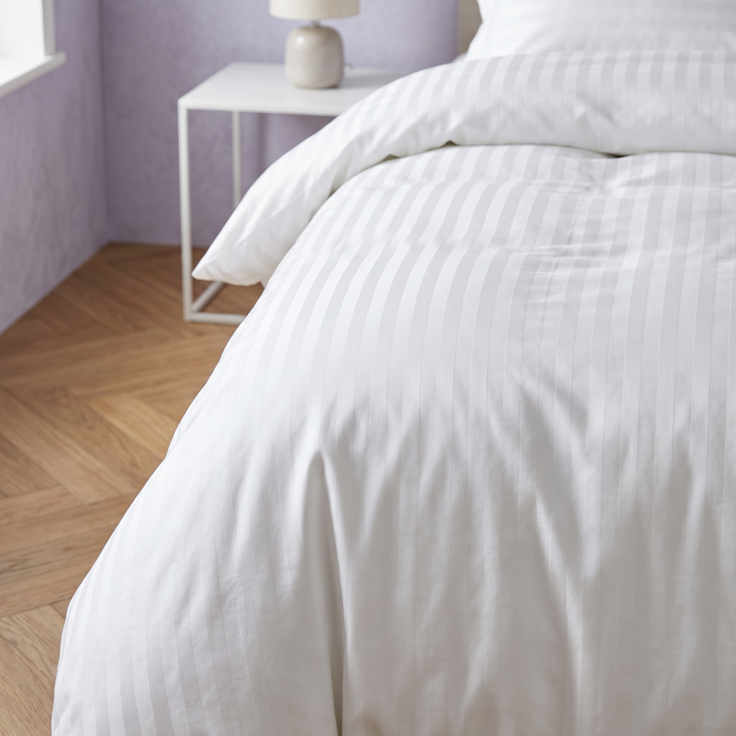 22 Momme Bama Oxygen Water Finished Silk-Cotton Satin Stripe Duvet Cover