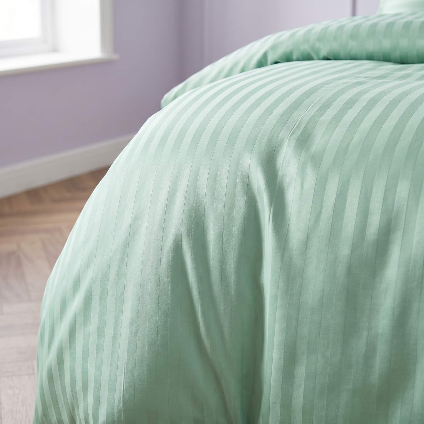 22 Momme Bama Oxygen Water Finished Silk-Cotton Satin Stripe Duvet Cover