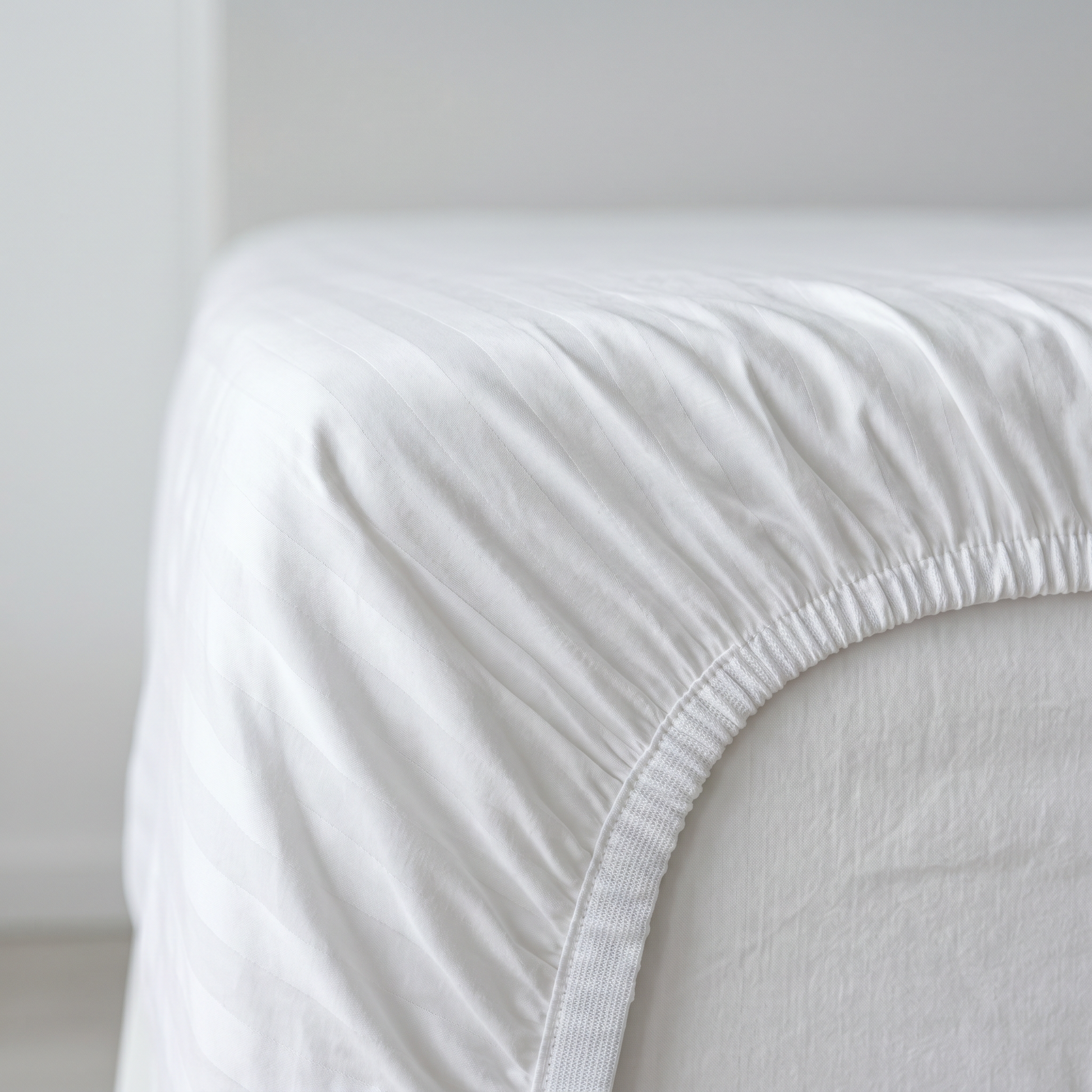 22 Momme Bama Oxygen Water Finished Silk-Cotton Satin Stripe Fitted Sheet