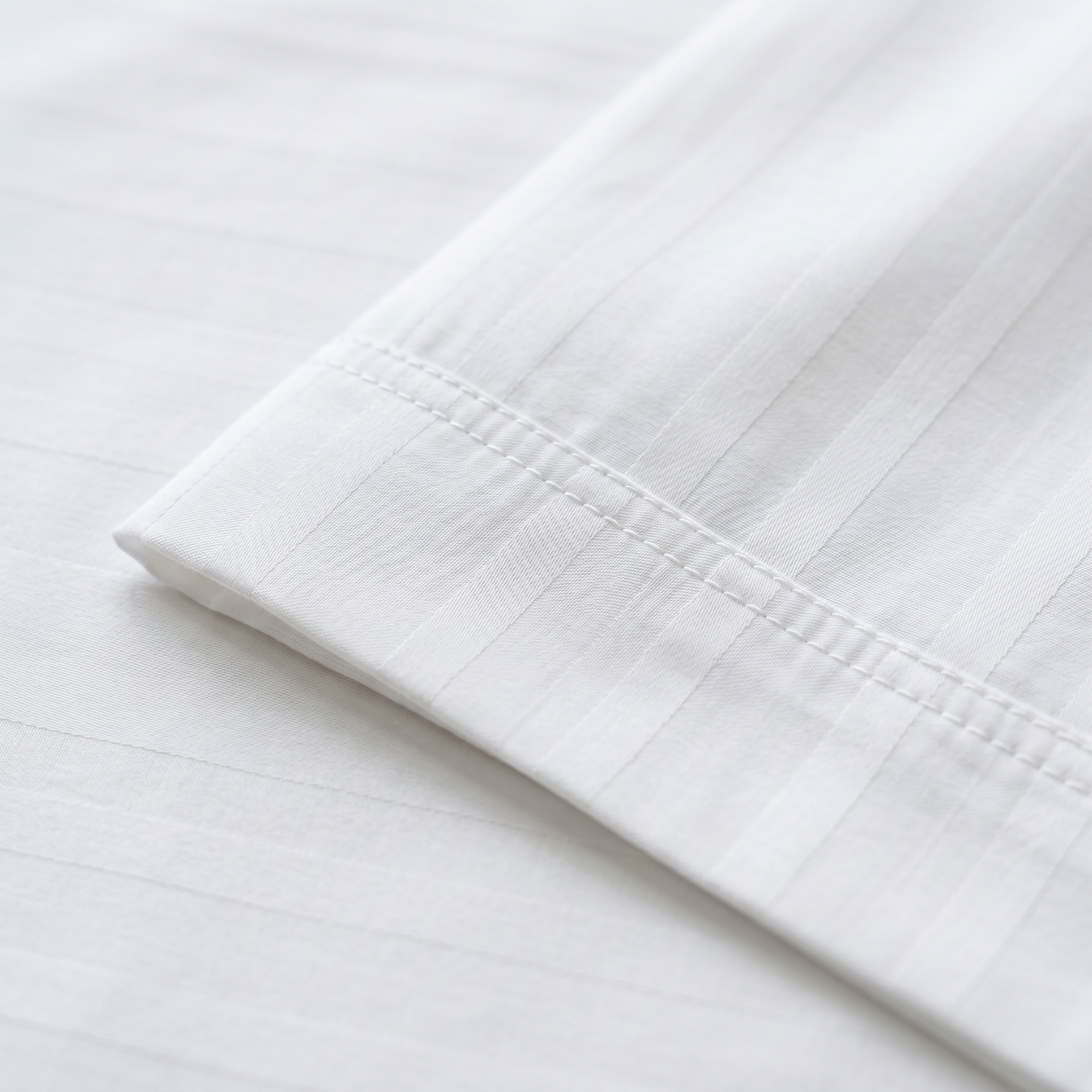 22 Momme Bama Oxygen Water Finished Silk-Cotton Satin Stripe Flat Sheet
