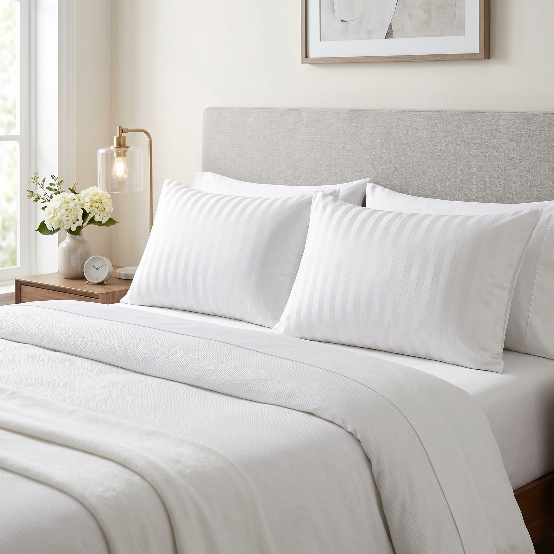 22 Momme Bama Oxygen Water Finished Silk-Cotton Satin Stripe Pillowcase