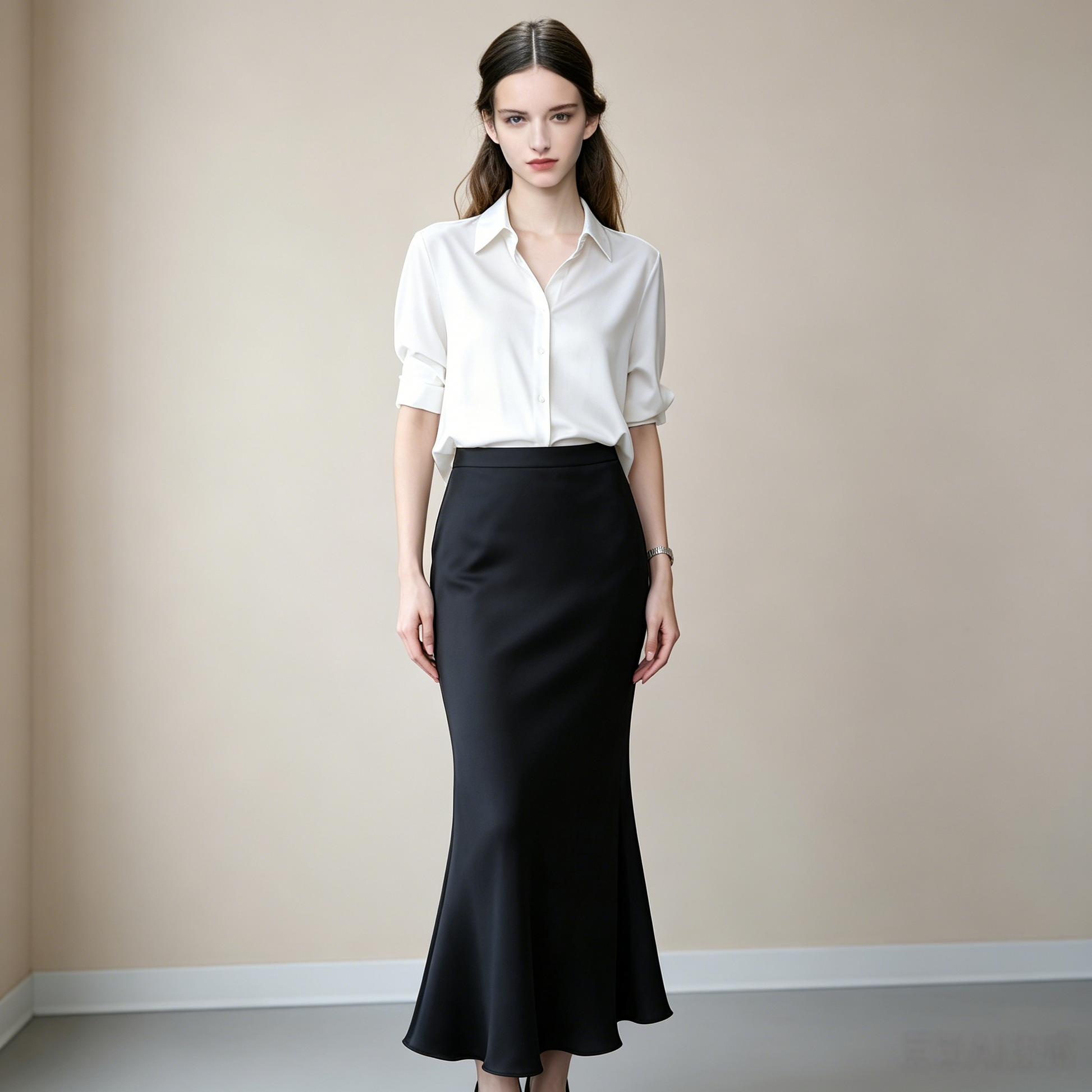 City 19 Momme Grade 6A Mulberry Silk Fishtail Midi Skirt