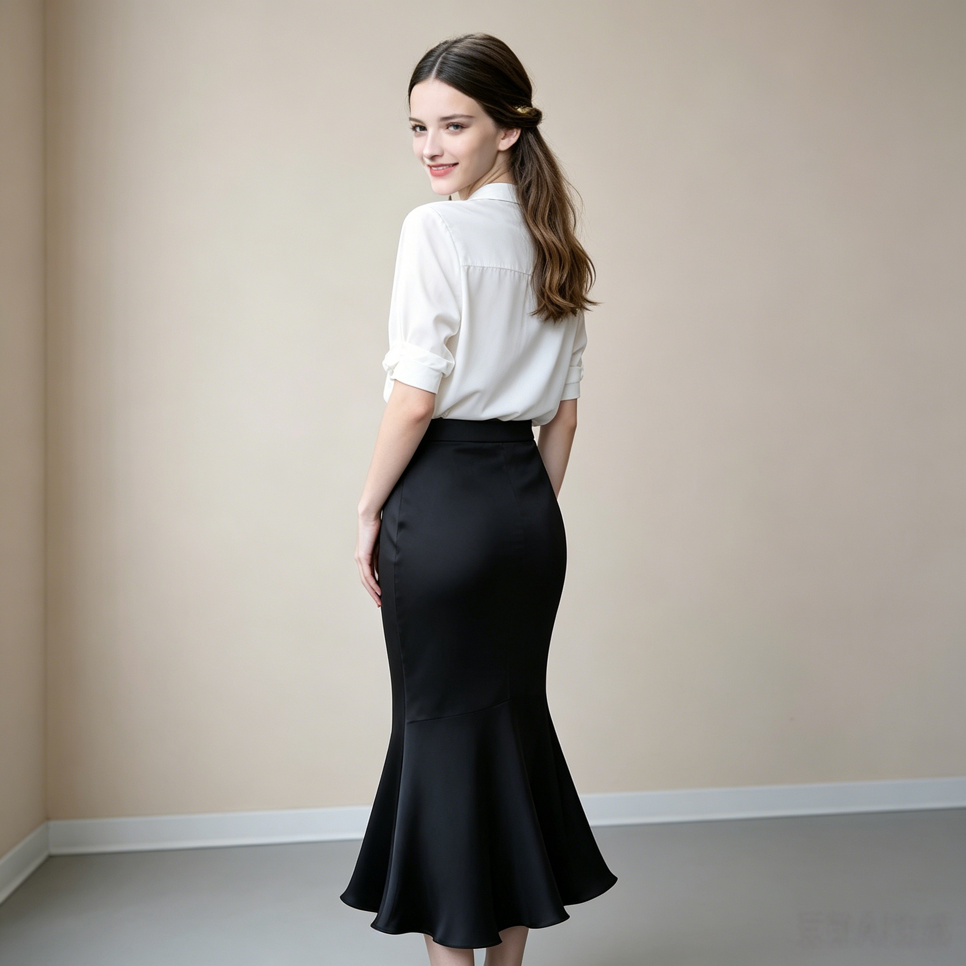 City 19 Momme Grade 6A Mulberry Silk Fishtail Midi Skirt