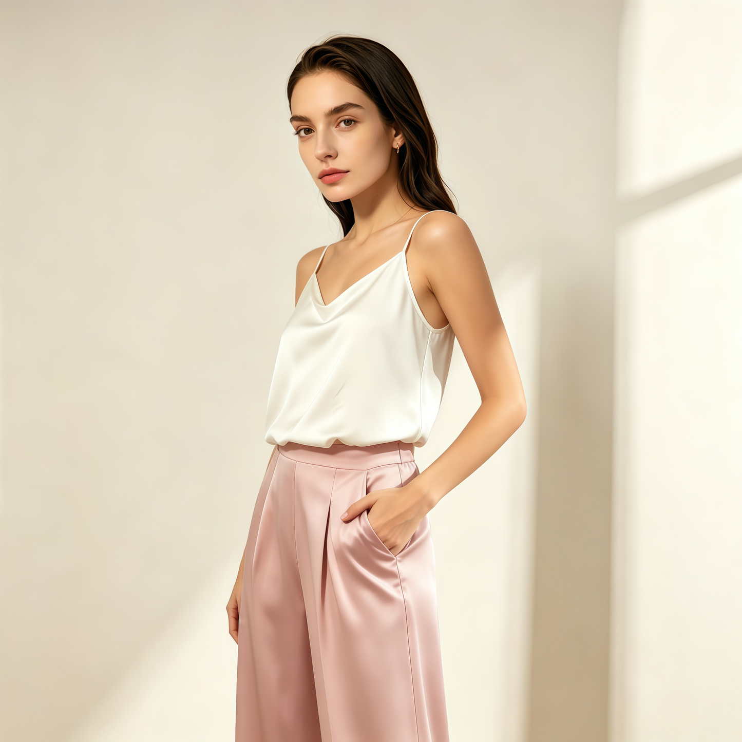 City 19 Momme Grade 6A Mulberry Silk Wide-Leg Trousers