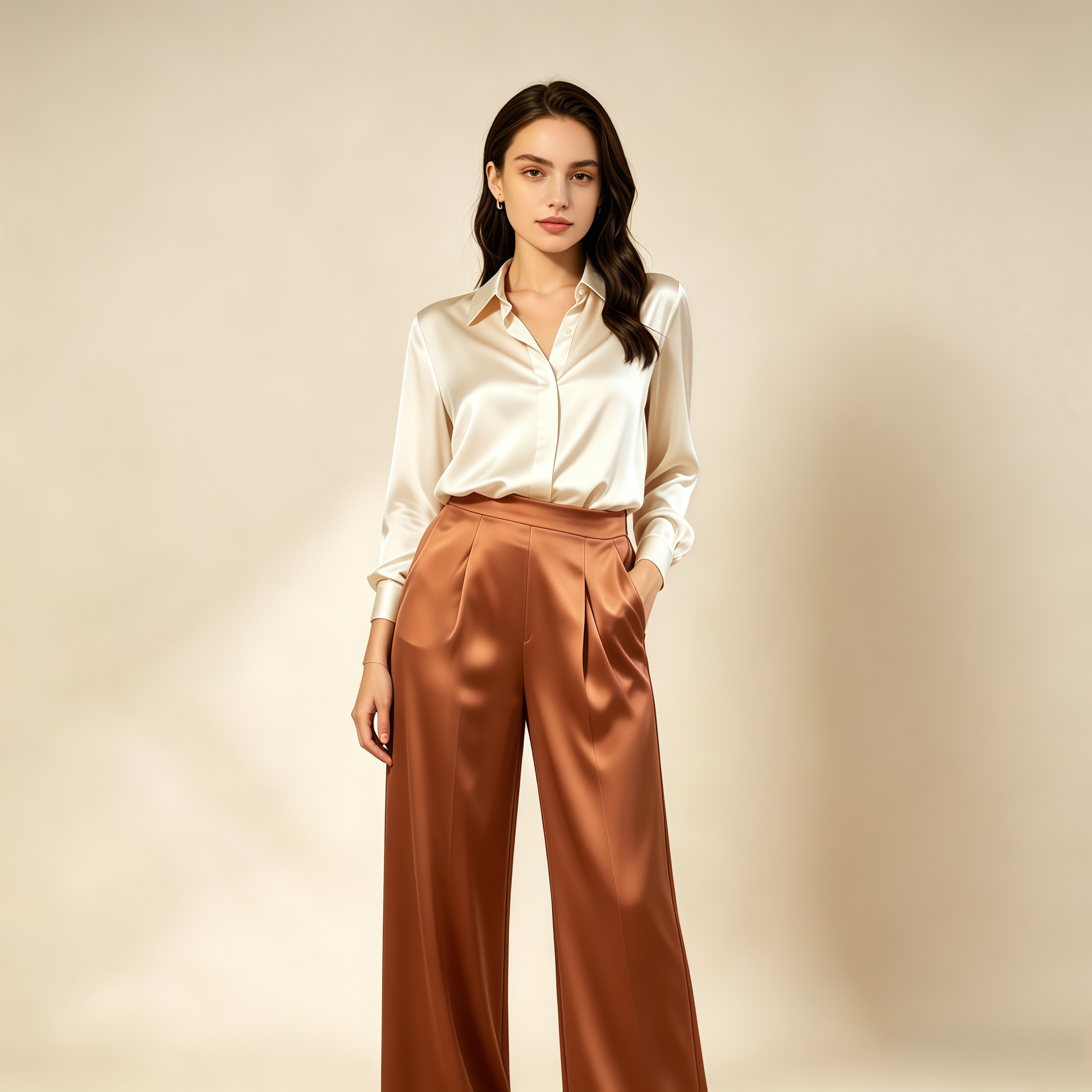 City 19 Momme Grade 6A Mulberry Silk Wide-Leg Trousers
