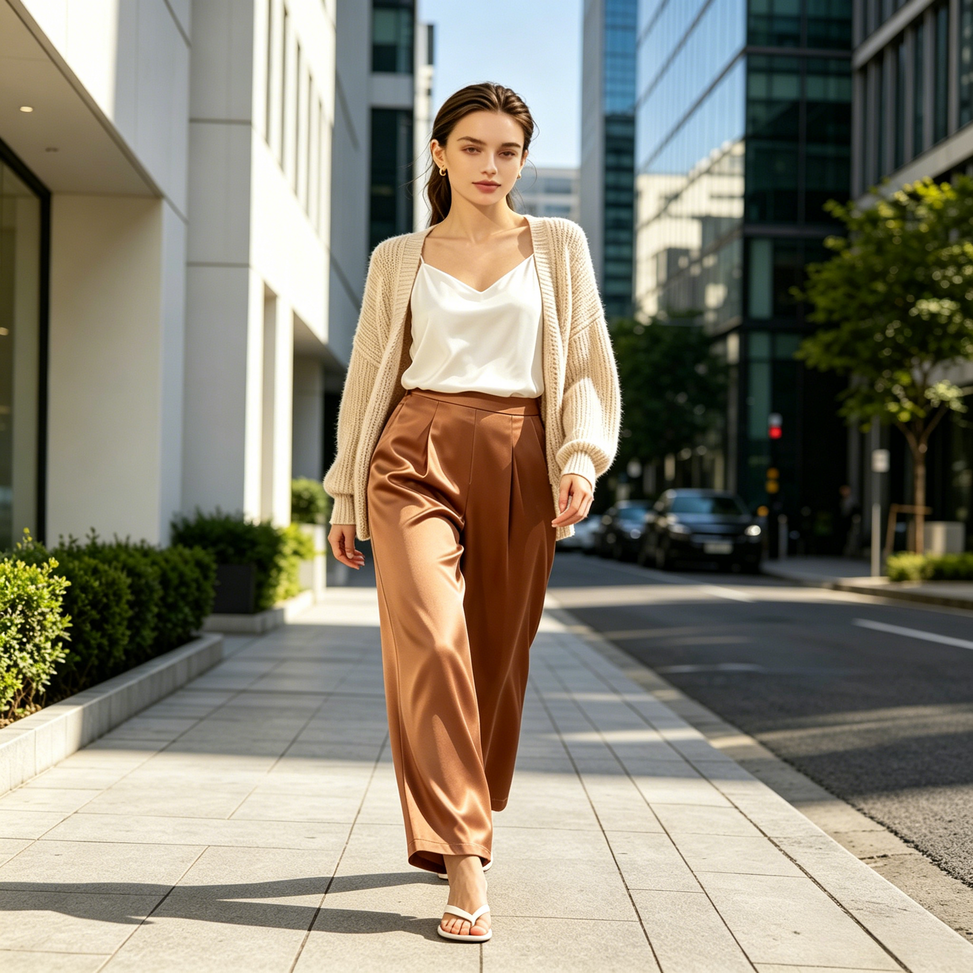 City 19 Momme Grade 6A Mulberry Silk Wide-Leg Trousers