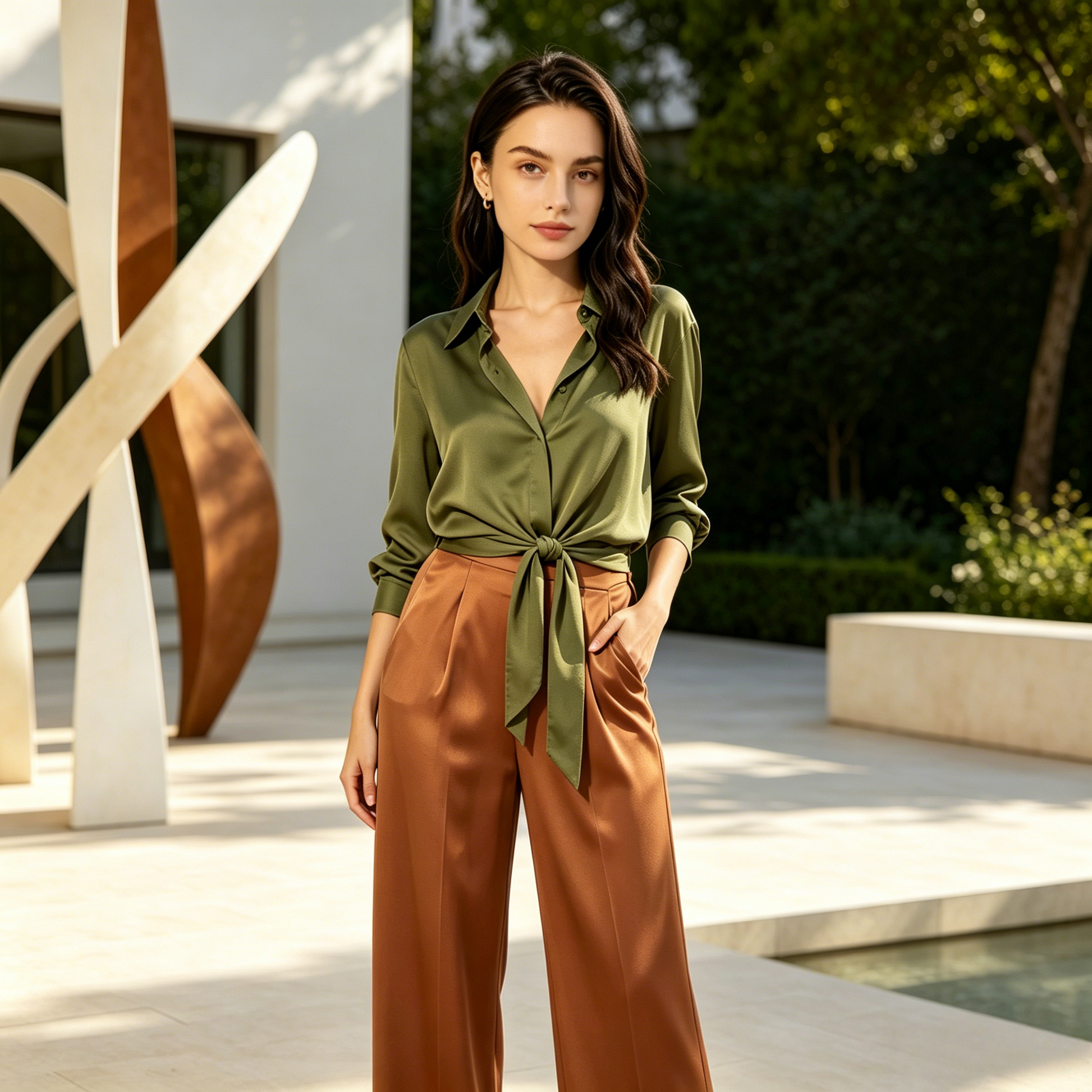 City 19 Momme Grade 6A Mulberry Silk Wide-Leg Trousers