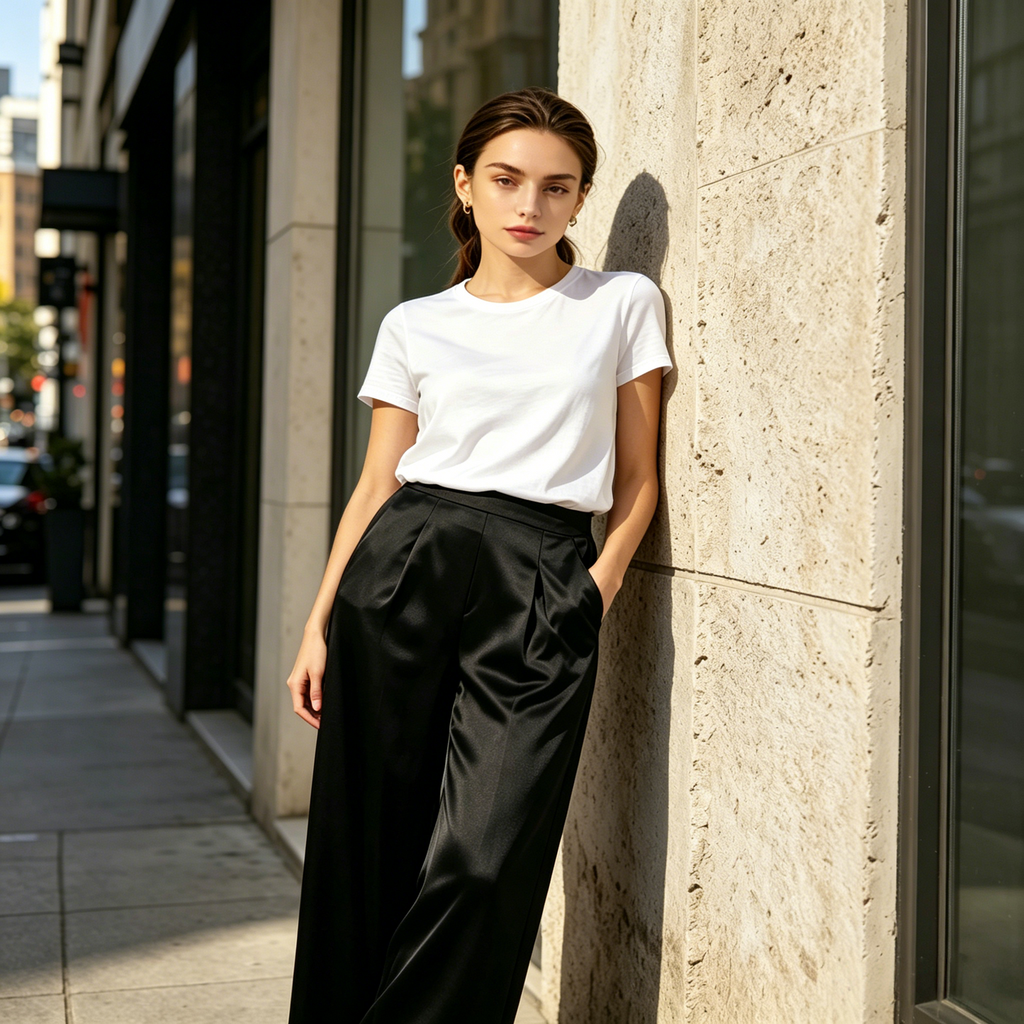 City 19 Momme Grade 6A Mulberry Silk Wide-Leg Trousers