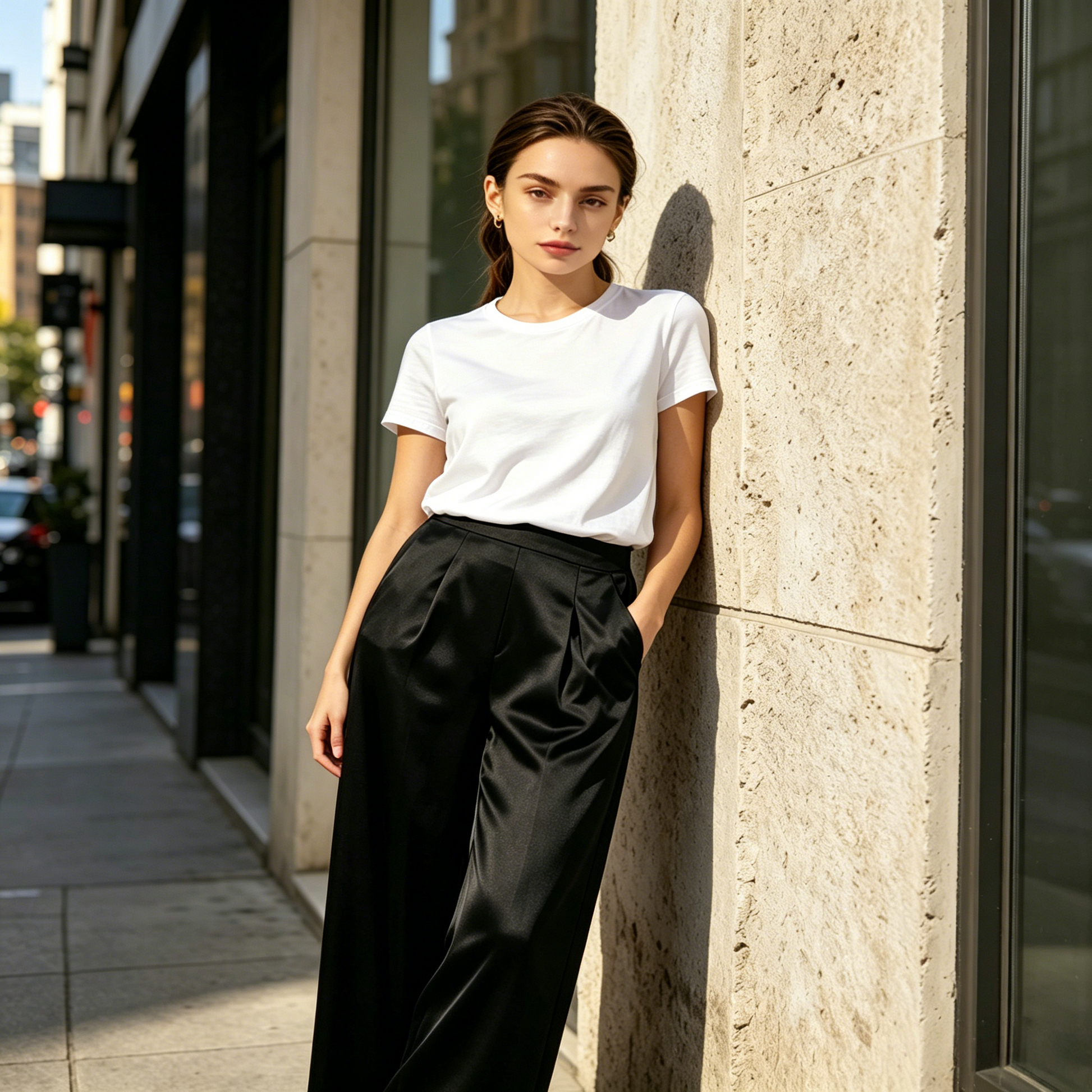 City 19 Momme Grade 6A Mulberry Silk Wide-Leg Trousers