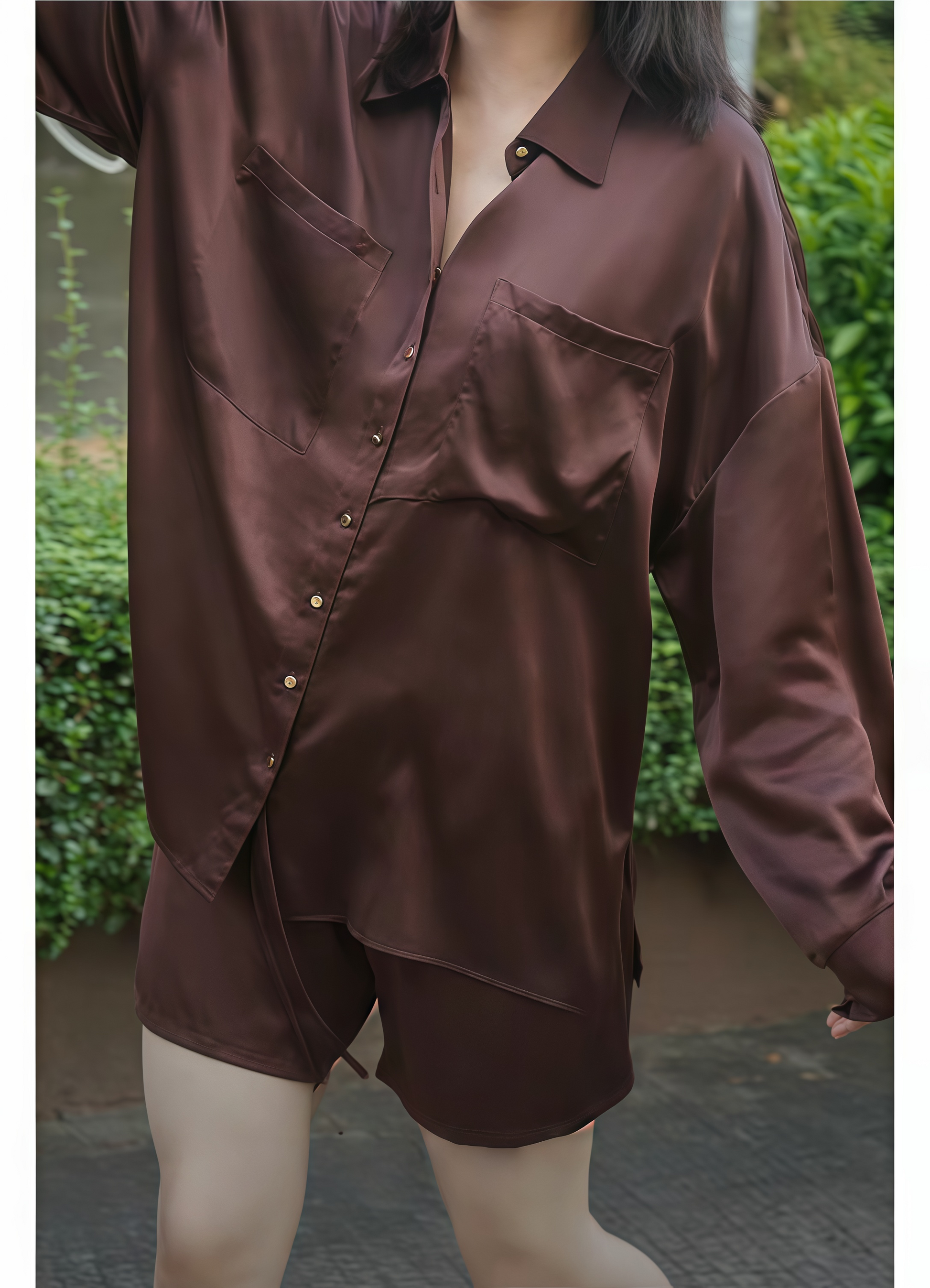 Classic 19 Momme Grade 6A Mulberry Silk Long Sleeve Shirt and Shorts Set