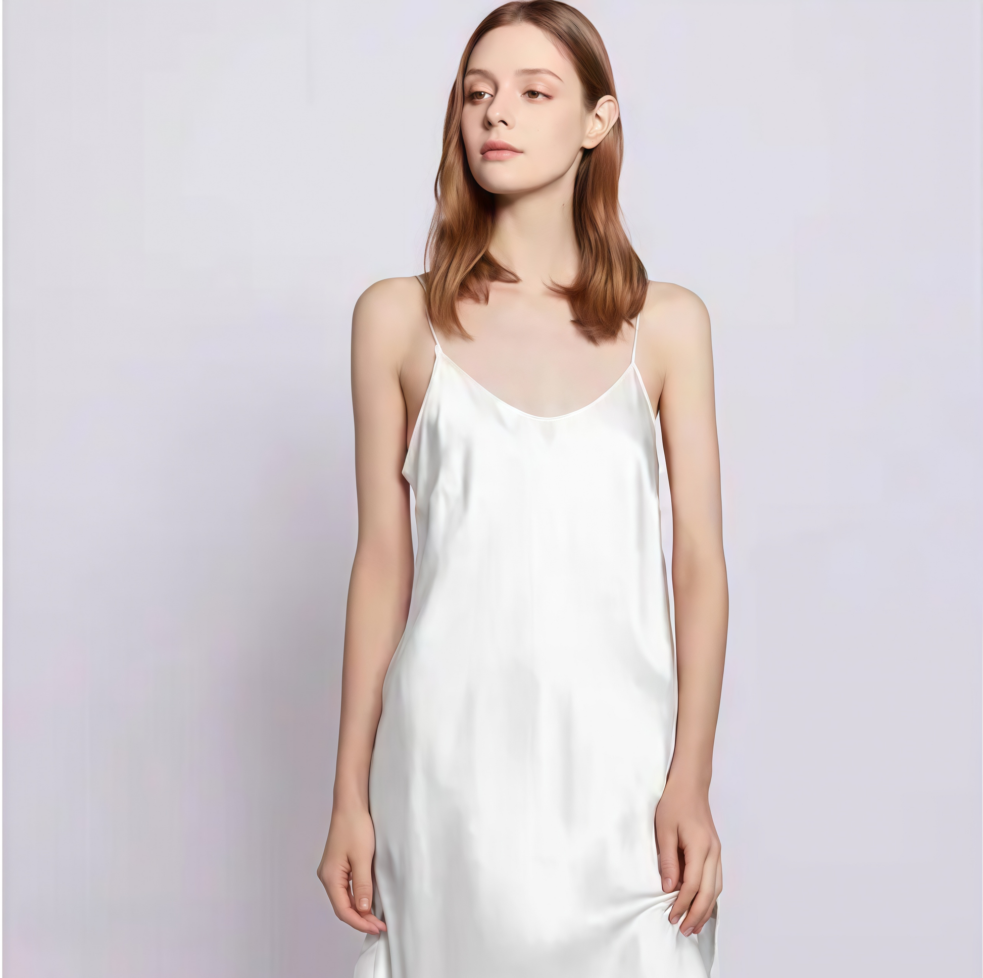 Classic Collection 19 Momme Grade 5A 100% Mulberry Silk Mini Slip Dress, Round Neck Sleeveless Solid Color Nightgown