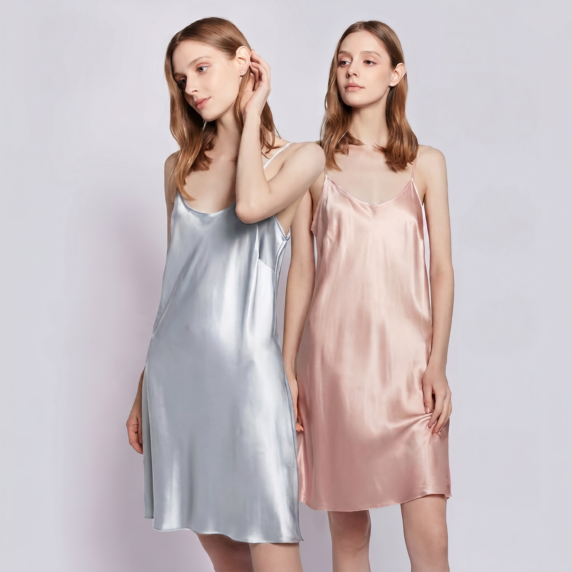 Classic Collection 19 Momme Grade 5A 100% Mulberry Silk Mini Slip Dress, Round Neck Sleeveless Solid Color Nightgown