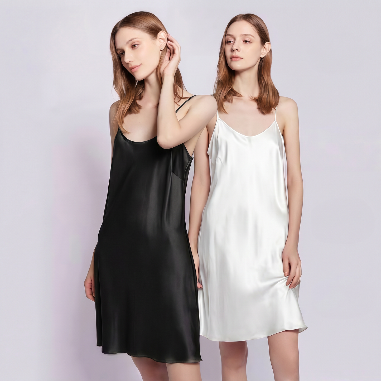 Classic Collection 19 Momme Grade 5A 100% Mulberry Silk Mini Slip Dress, Round Neck Sleeveless Solid Color Nightgown