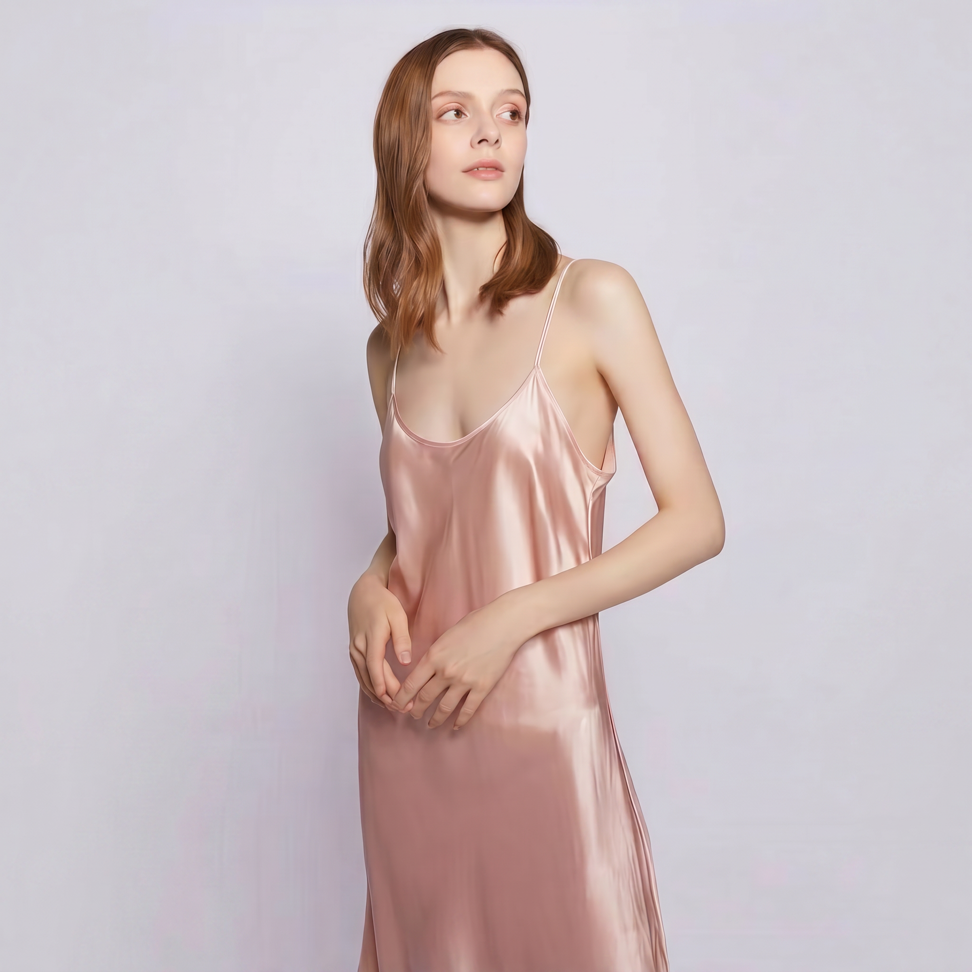 Classic Collection 19 Momme Grade 5A 100% Mulberry Silk Mini Slip Dress, Round Neck Sleeveless Solid Color Nightgown