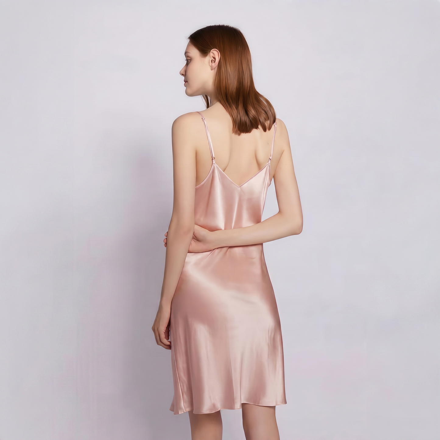 Classic Collection 19 Momme Grade 5A 100% Mulberry Silk Mini Slip Dress, Round Neck Sleeveless Solid Color Nightgown