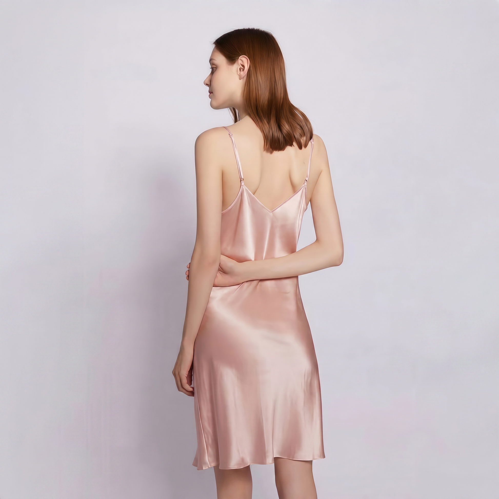 Classic Collection 19 Momme Grade 5A 100% Mulberry Silk Mini Slip Dress, Round Neck Sleeveless Solid Color Nightgown
