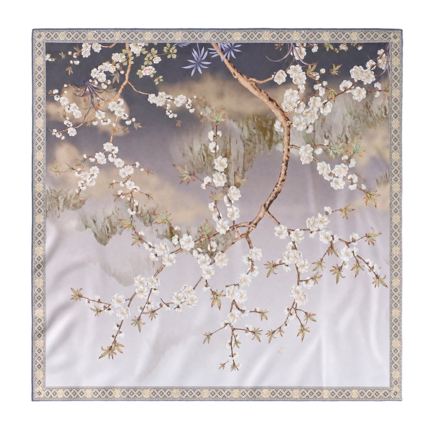 Floral Zhuang Brocade Silk Scarf