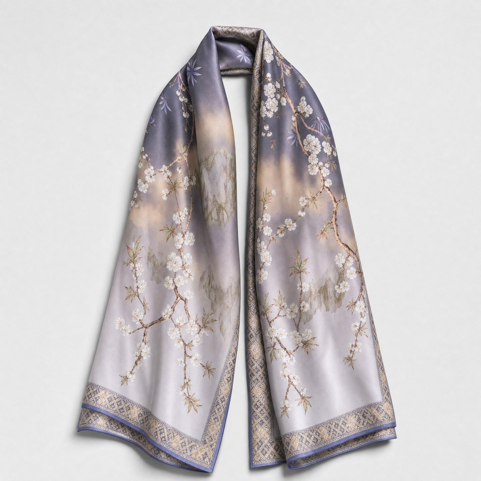 Floral Zhuang Brocade Silk Scarf