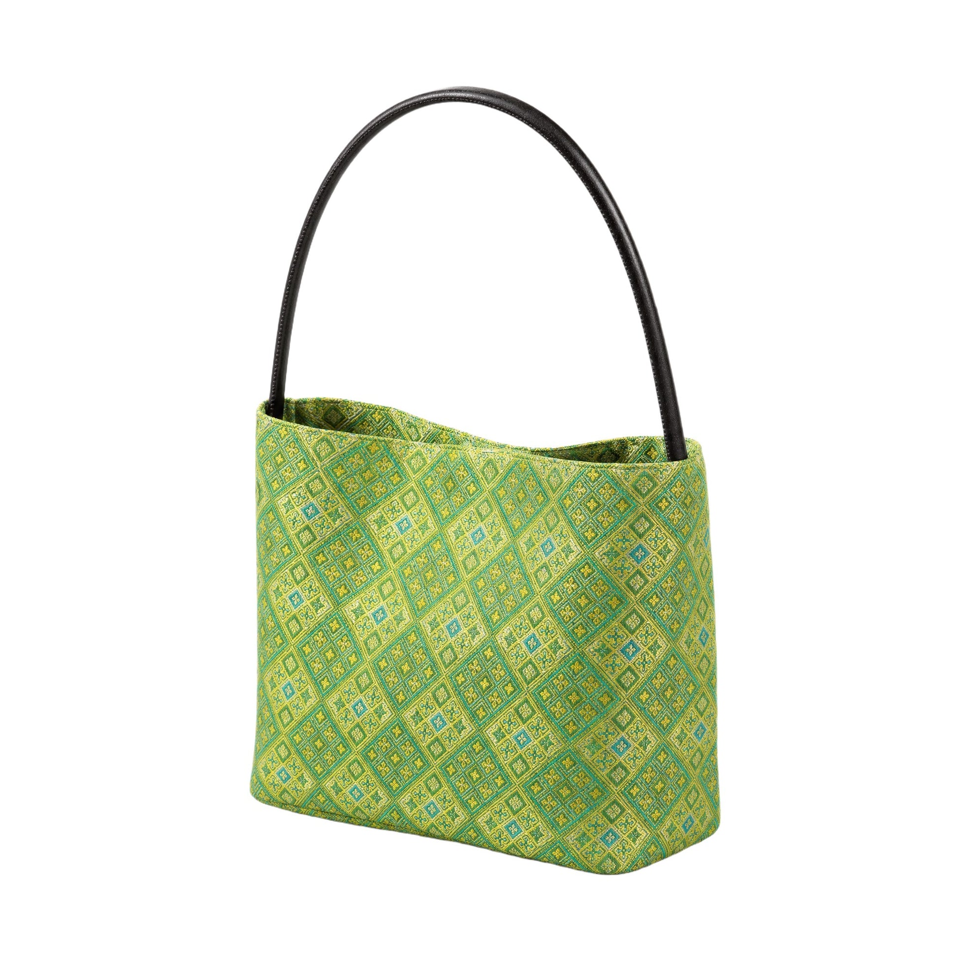 Green Diamond Zhuang Brocade Shoulder Tote